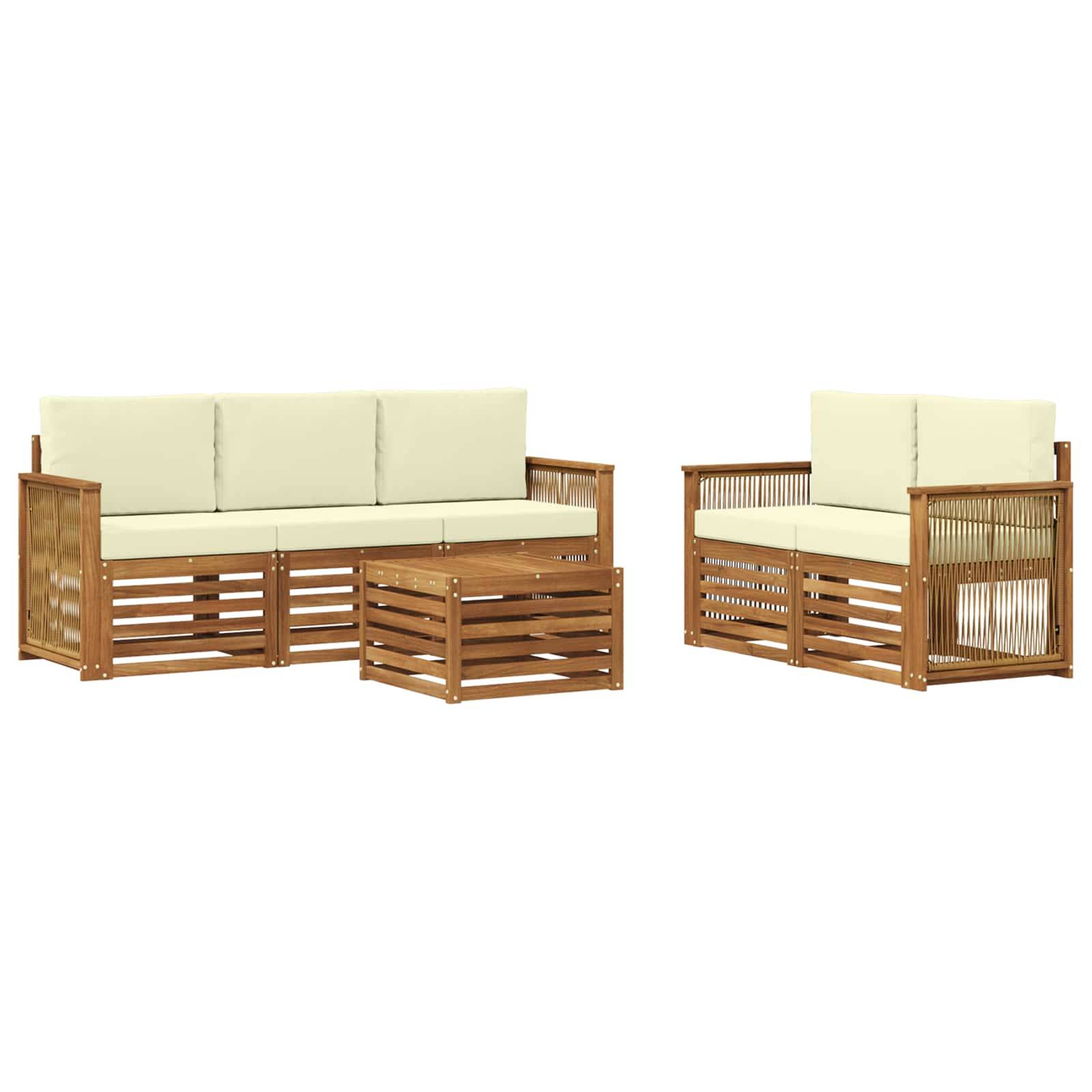 vidaXL Sofagarnituren mit Kissen 6 pcs Massivholz Akazie