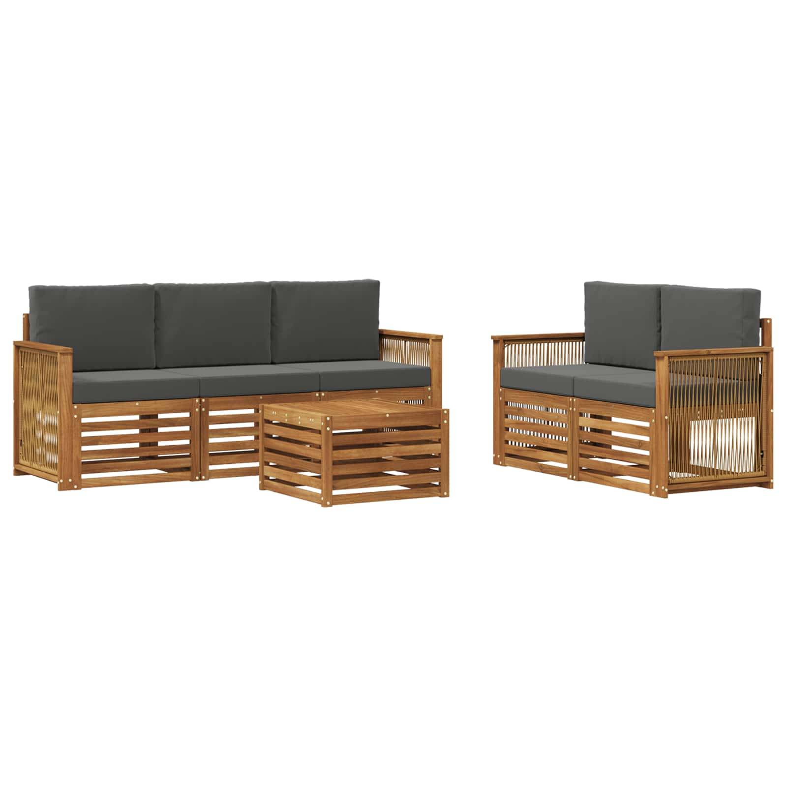 vidaXL Sofagarnituren mit Kissen 6 pcs Massivholz Akazie