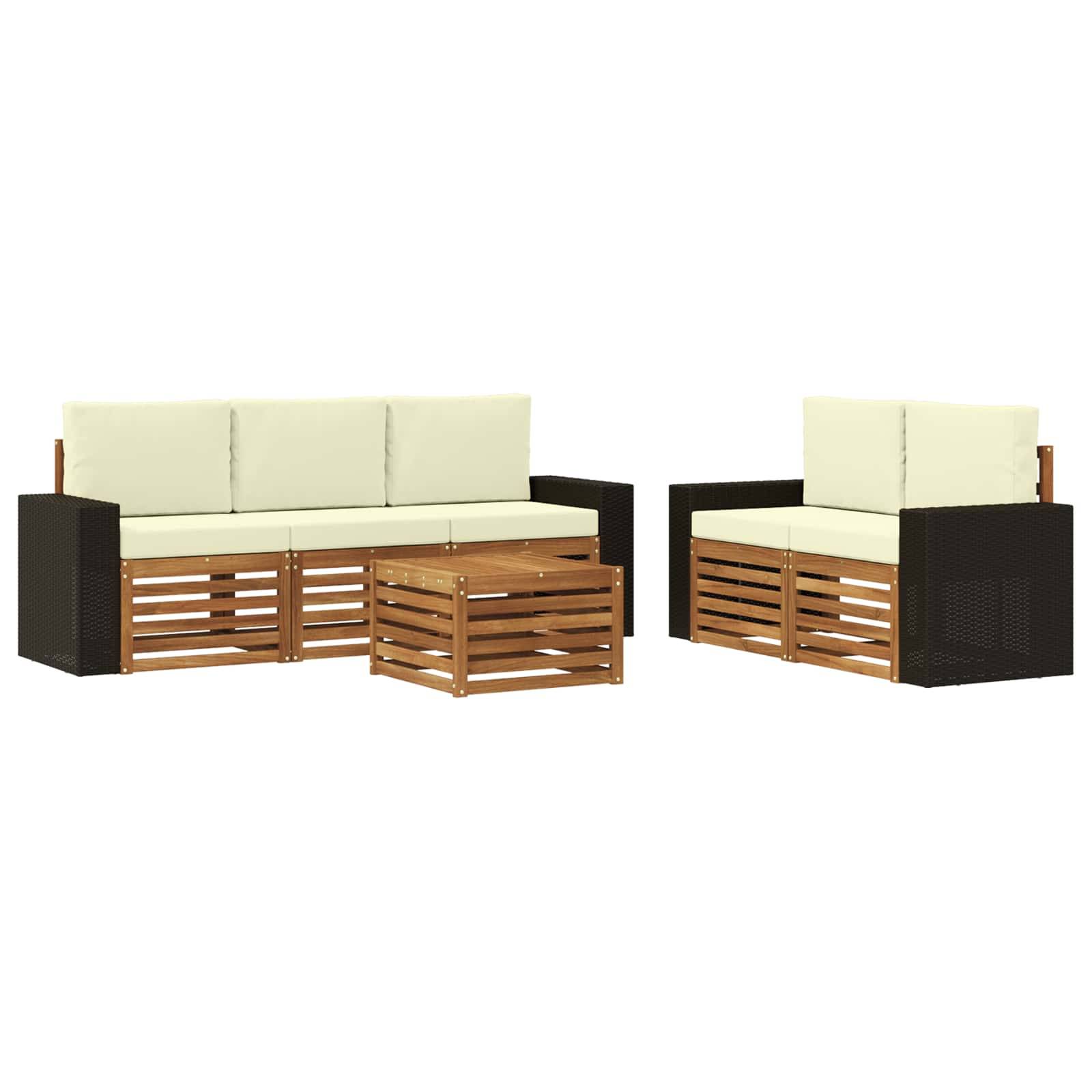 vidaXL Sofagarnituren mit Kissen 6 pcs Massivholz Akazie