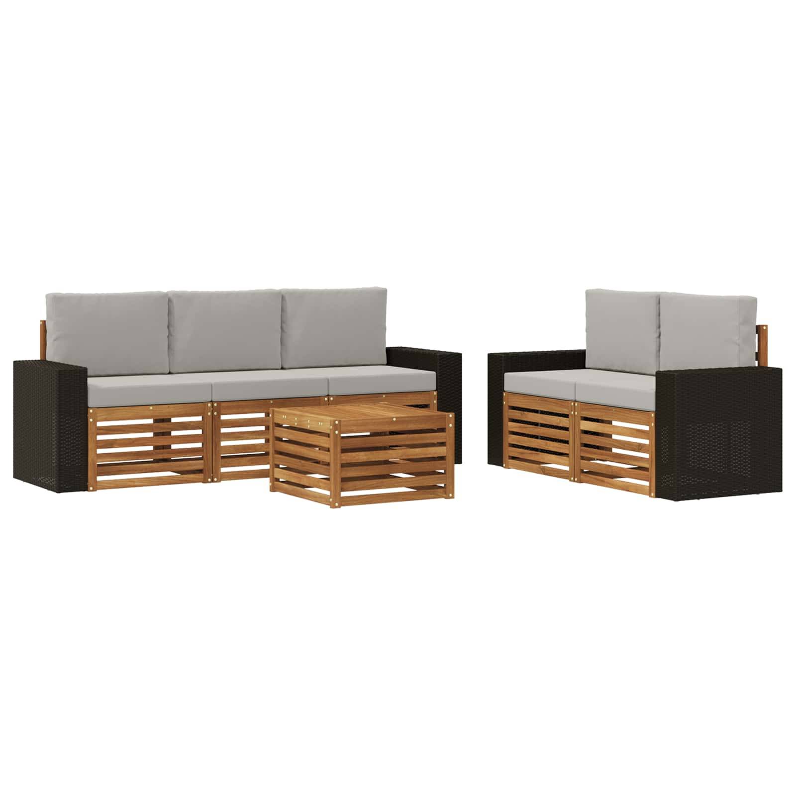 vidaXL Sofagarnituren mit Kissen 6 pcs Massivholz Akazie