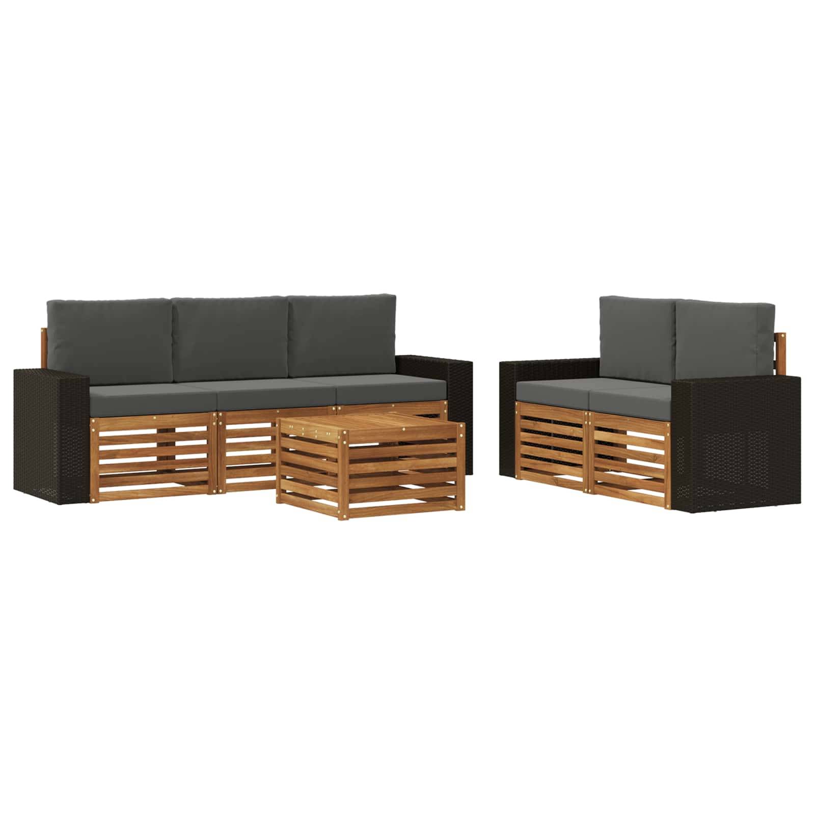 vidaXL Sofagarnituren mit Kissen 6 pcs Massivholz Akazie