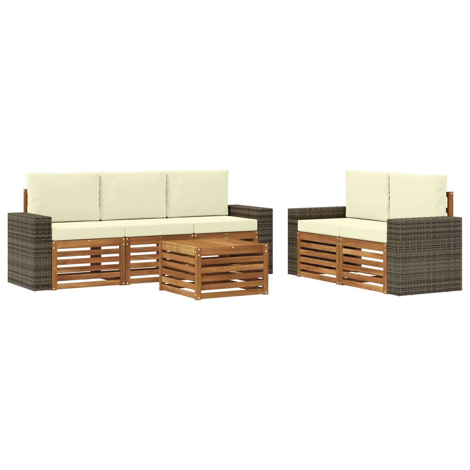 vidaXL Sofagarnituren mit Kissen 6 pcs Massivholz Akazie
