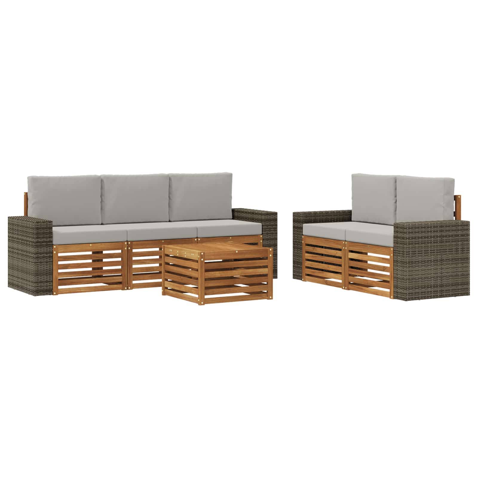 vidaXL Sofagarnituren mit Kissen 6 pcs Massivholz Akazie