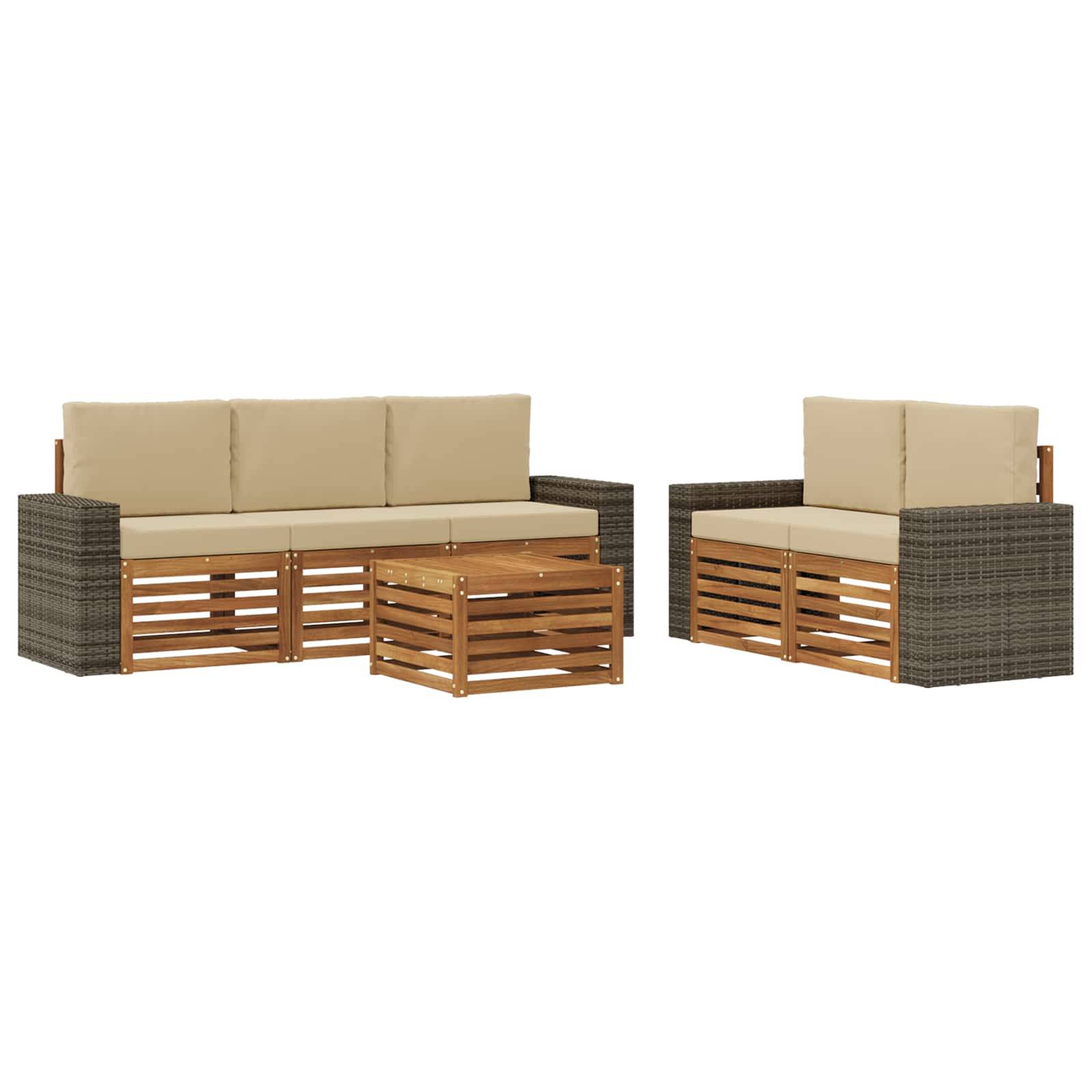 vidaXL Sofagarnituren mit Kissen 6 pcs Massivholz Akazie