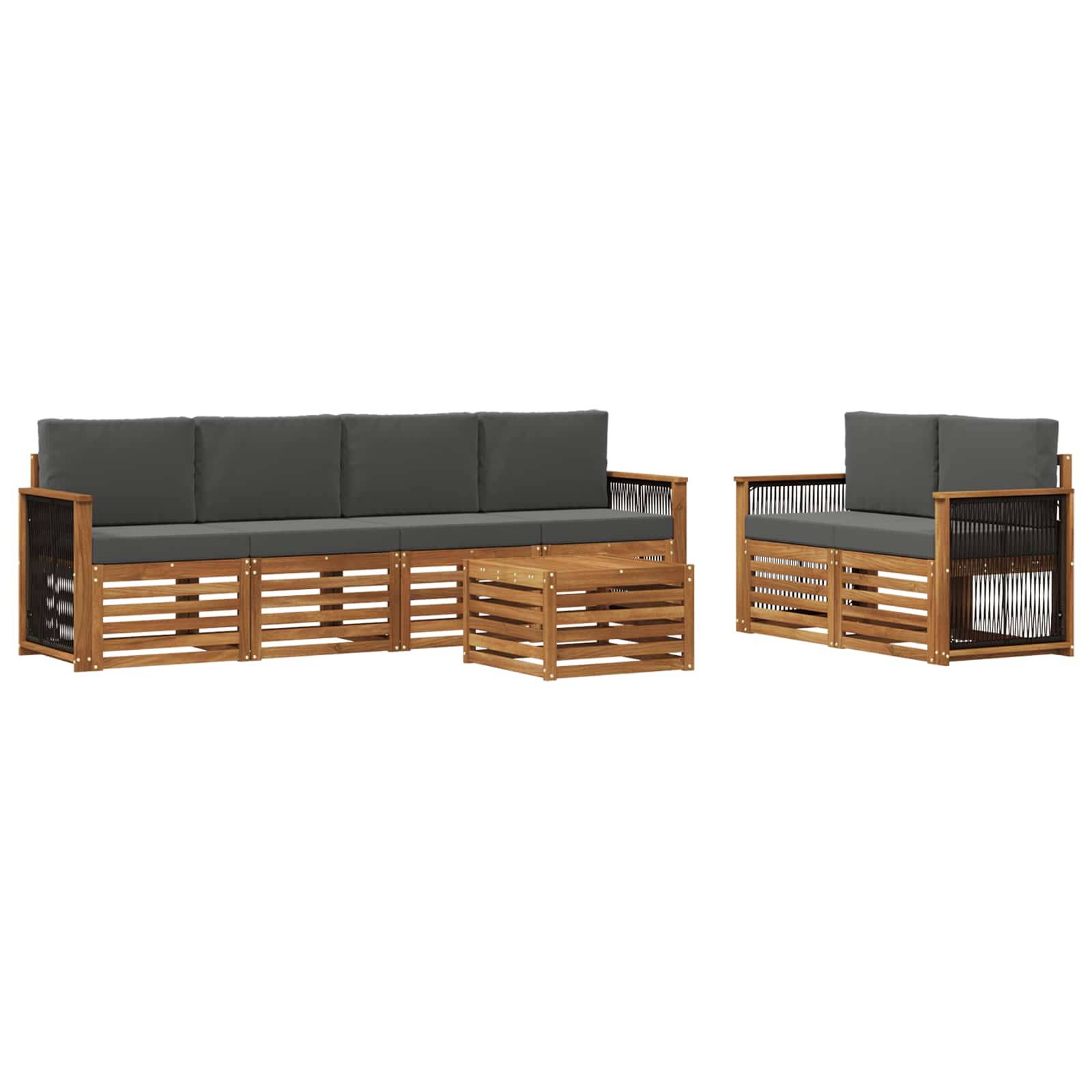 vidaXL Outdoor-Sofagarnitur mit Kissen 7 pcs Natur und Anthrazit