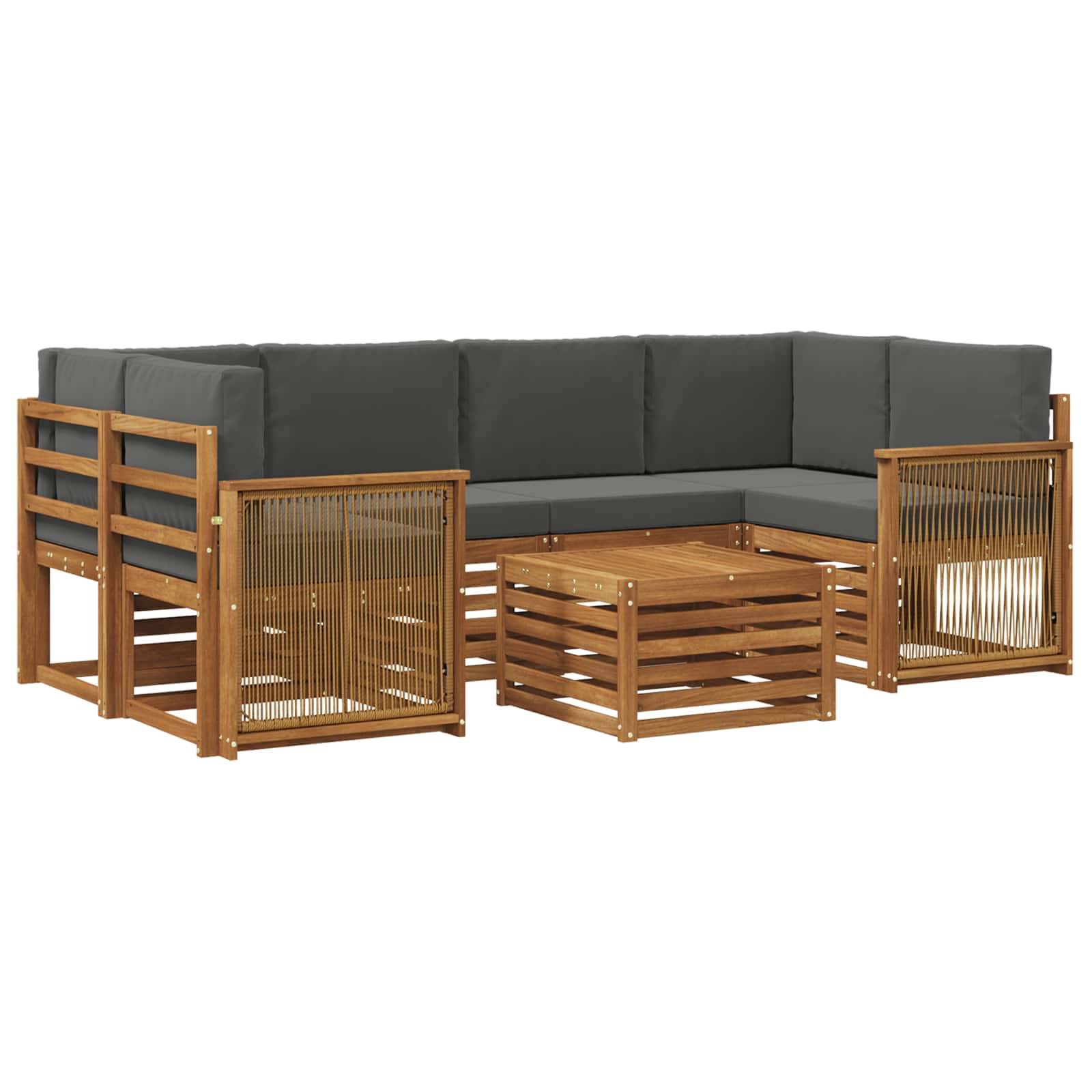 vidaXL Outdoor-Sofagarnitur mit Kissen 7 pcs Natur und Anthrazit