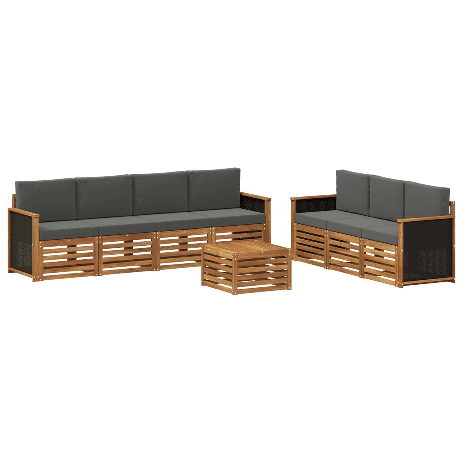 vidaXL Sofagarnituren mit Kissen 8 pcs Massivholz Akazie