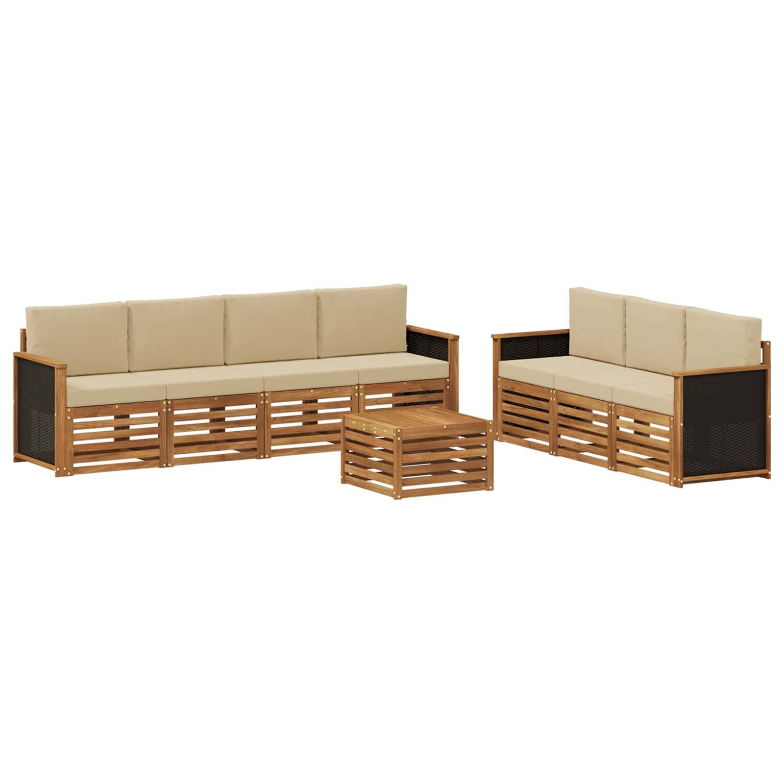 vidaXL Sofagarnituren mit Kissen 8 pcs Massivholz Akazie