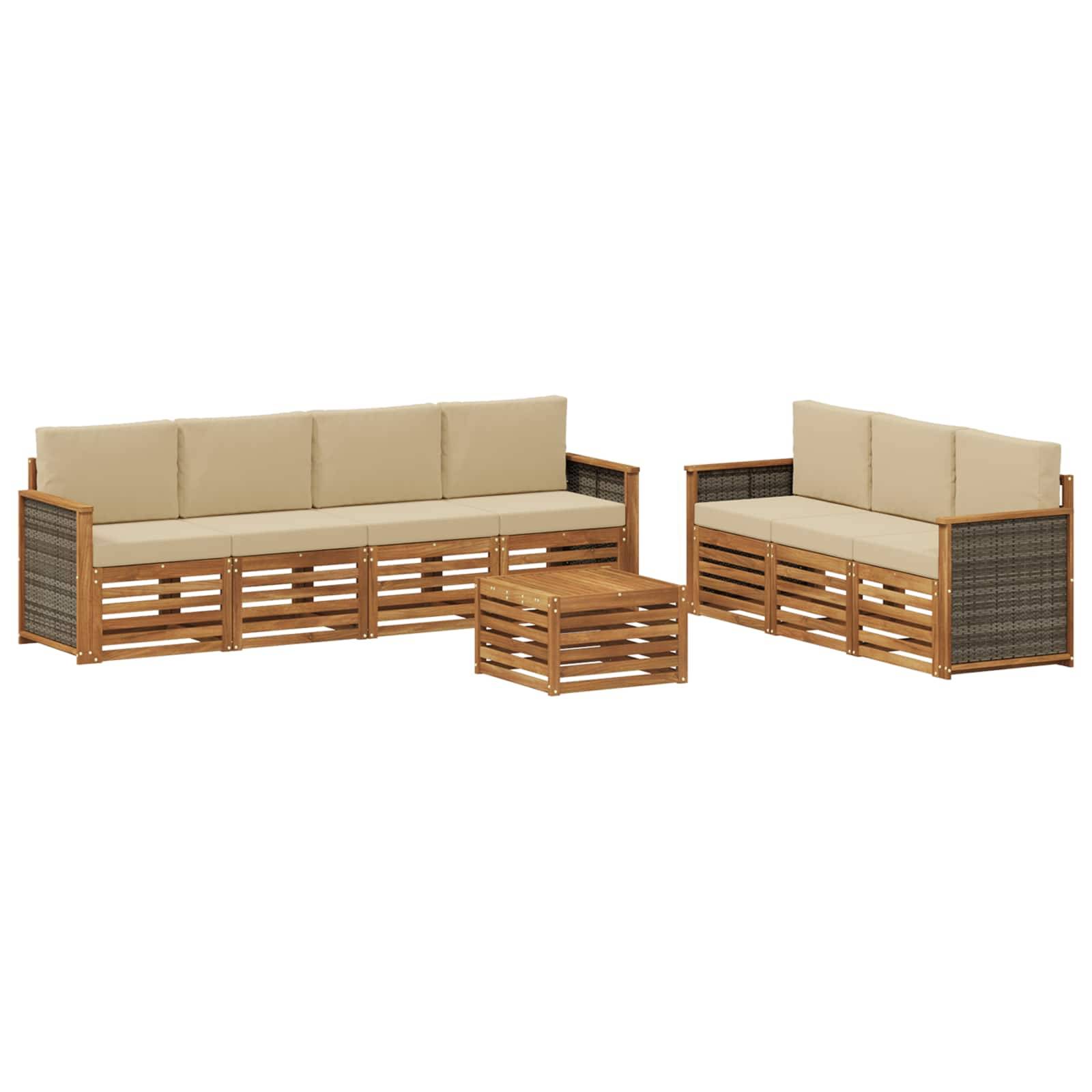 vidaXL Sofagarnituren mit Kissen 8 pcs Massivholz Akazie