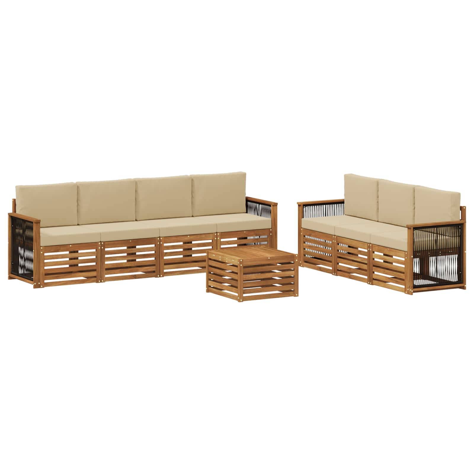 vidaXL Sofagarnituren mit Kissen 8 pcs Massivholz Akazie