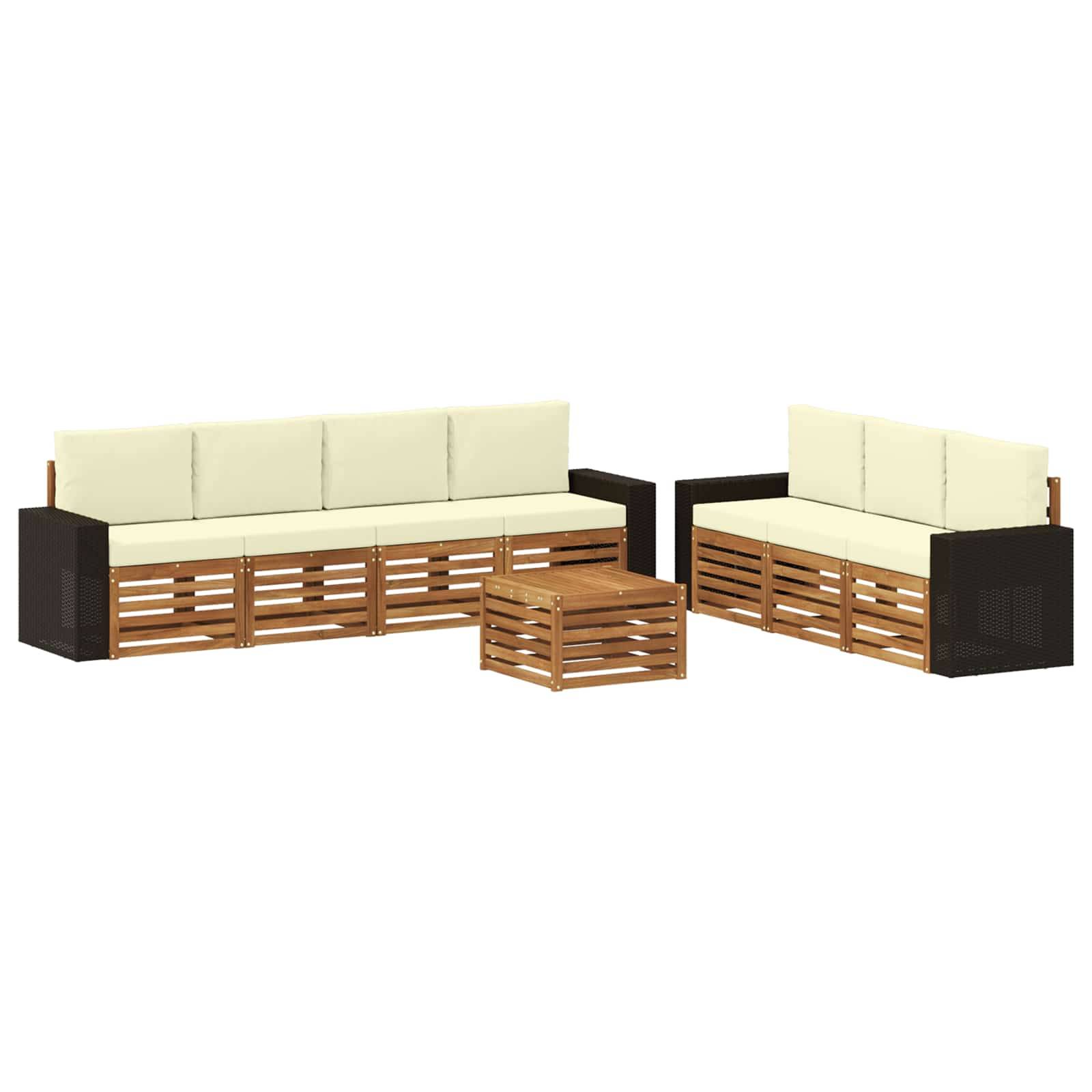 vidaXL Sofagarnituren mit Kissen 8 pcs Massivholz Akazie