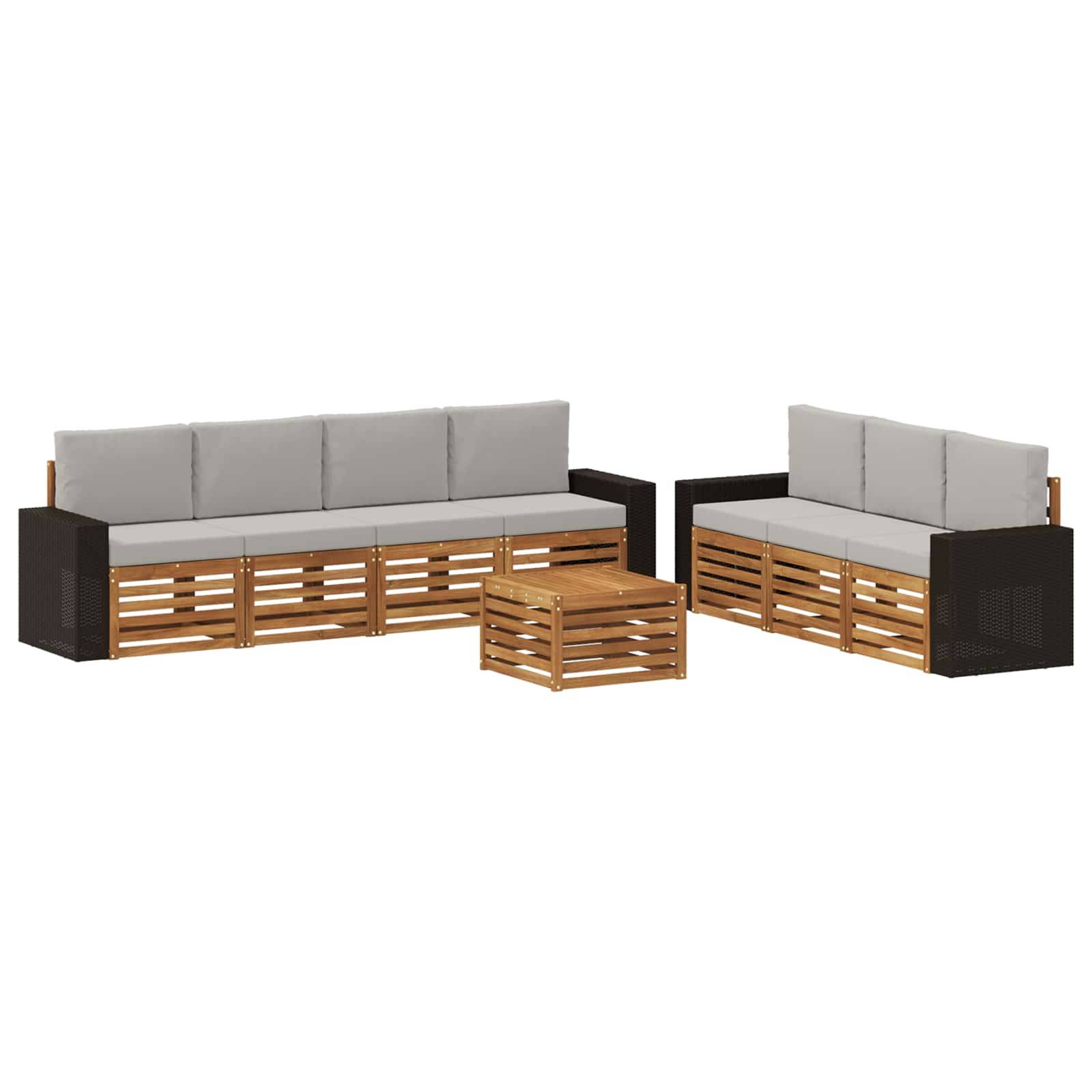 vidaXL Sofagarnituren mit Kissen 8 pcs Massivholz Akazie