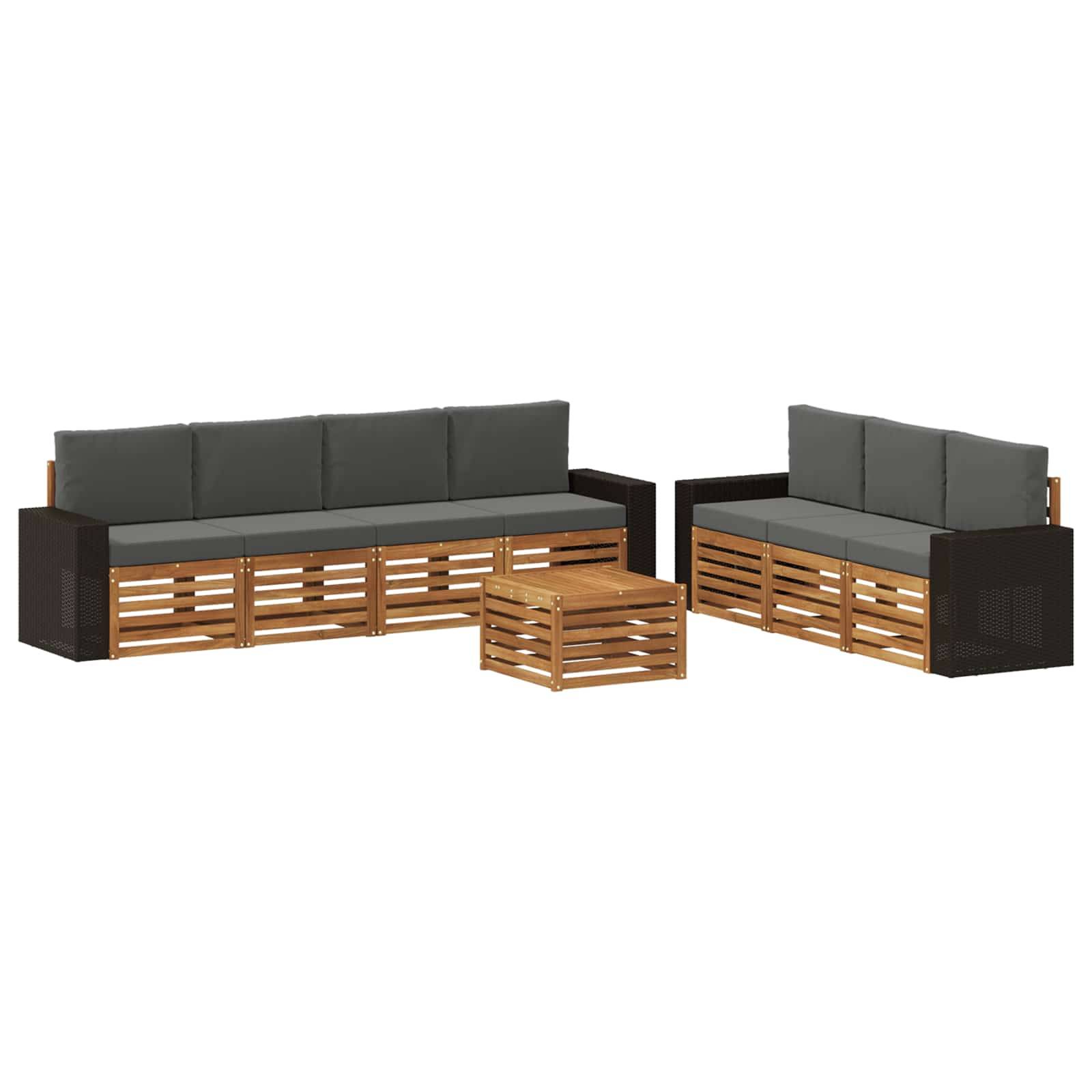 vidaXL Sofagarnituren mit Kissen 8 pcs Massivholz Akazie