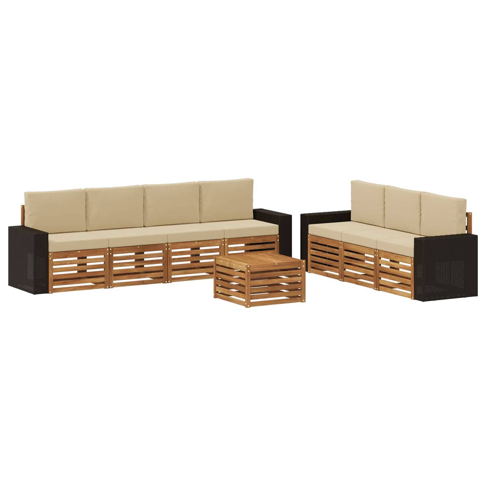vidaXL Sofagarnituren mit Kissen 8 pcs Massivholz Akazie