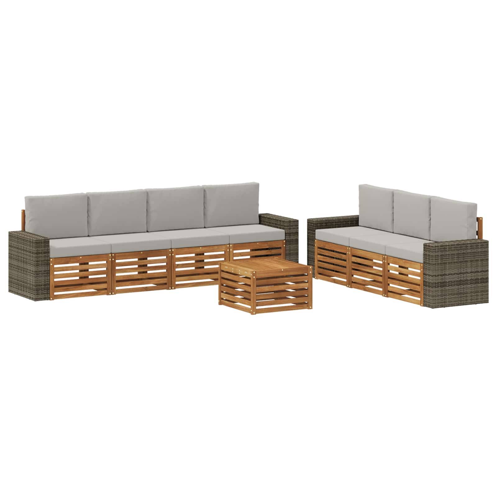 vidaXL Sofagarnituren mit Kissen 8 pcs Massivholz Akazie