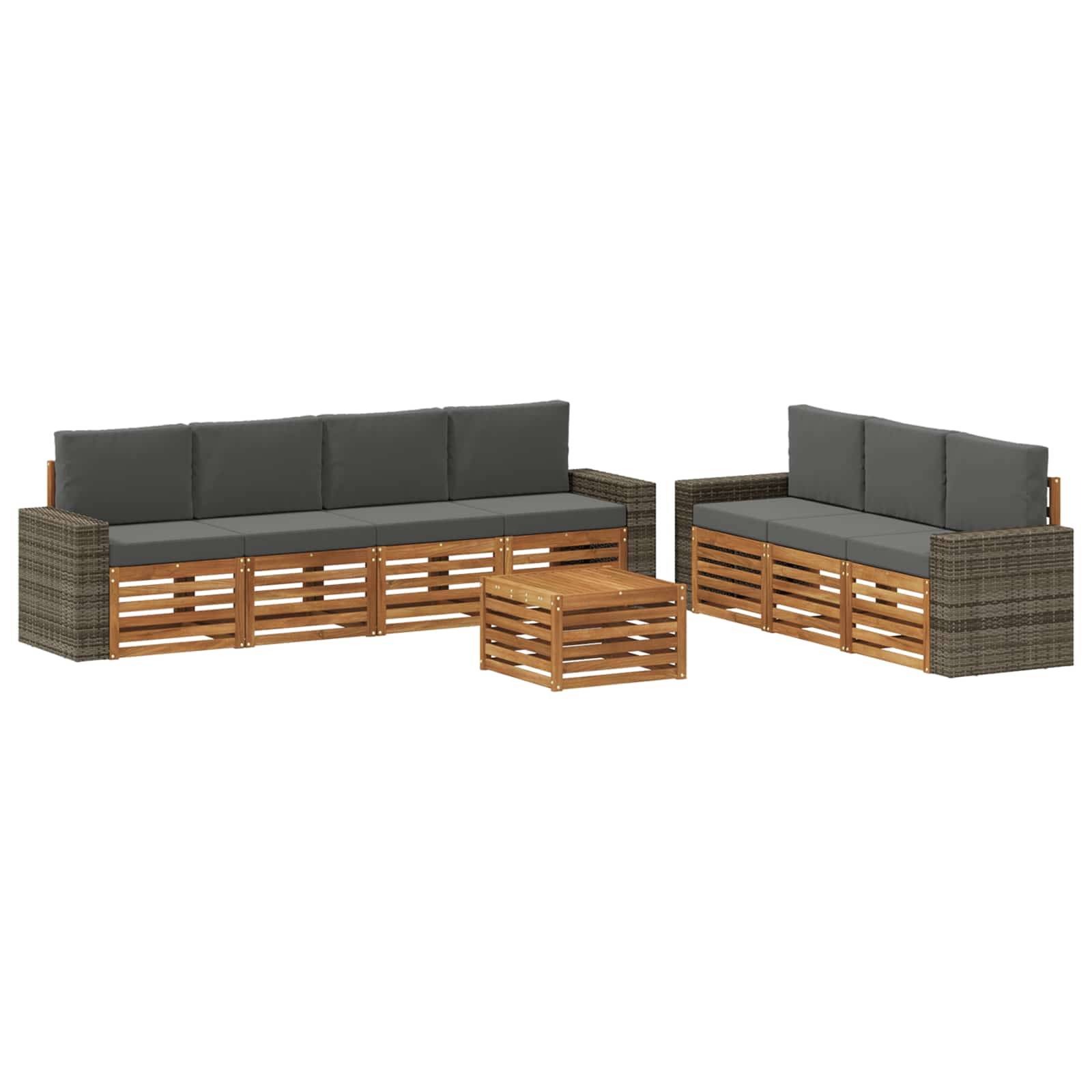 vidaXL Sofagarnituren mit Kissen 8 pcs Massivholz Akazie