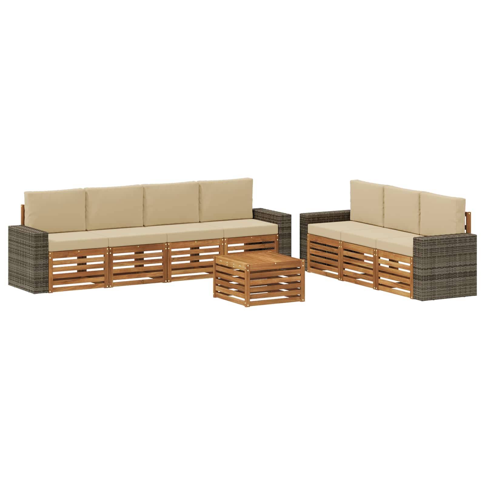vidaXL Sofagarnituren mit Kissen 8 pcs Massivholz Akazie