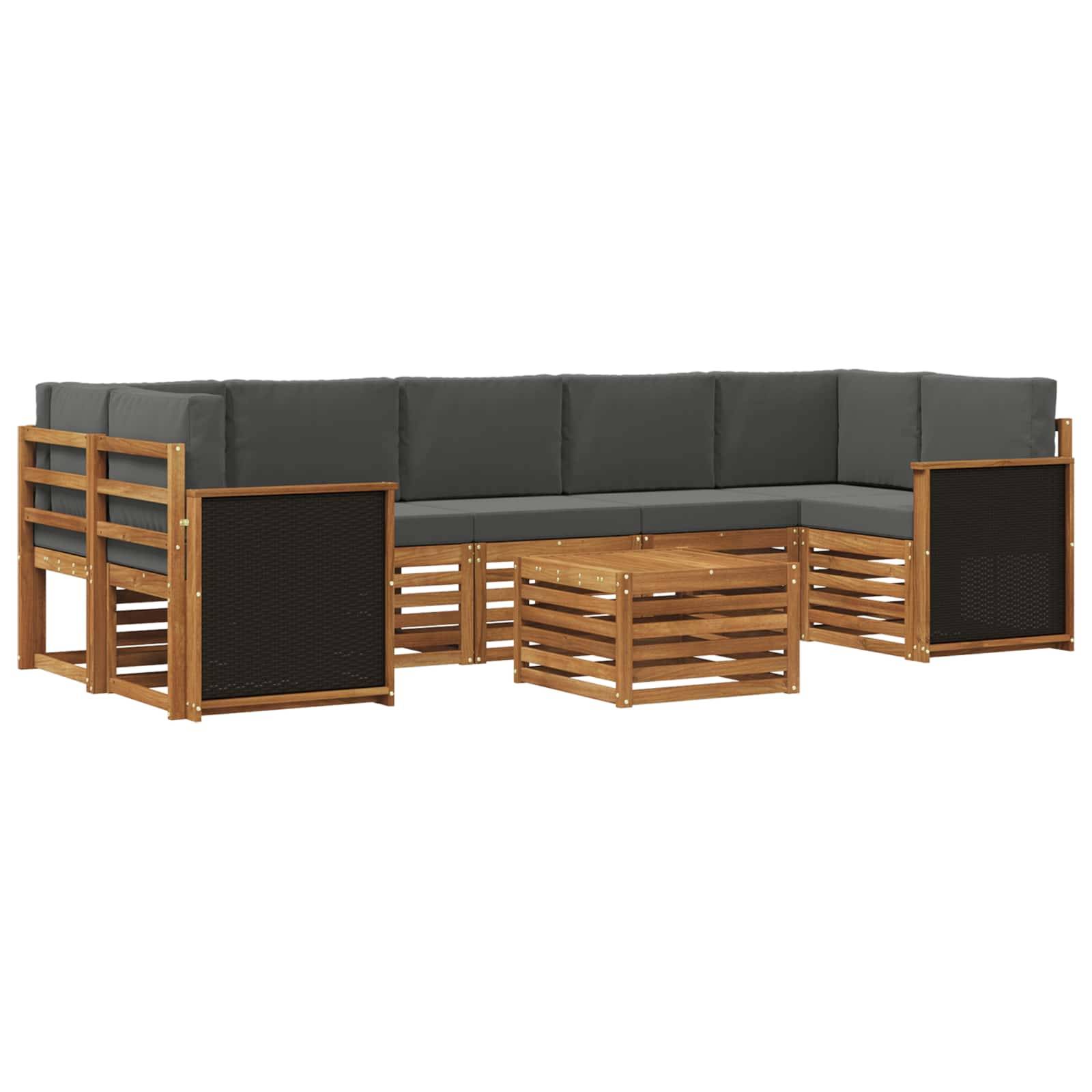 vidaXL Outdoor-Sofagarnitur mit Kissen 8 pcs Natur und Anthrazit