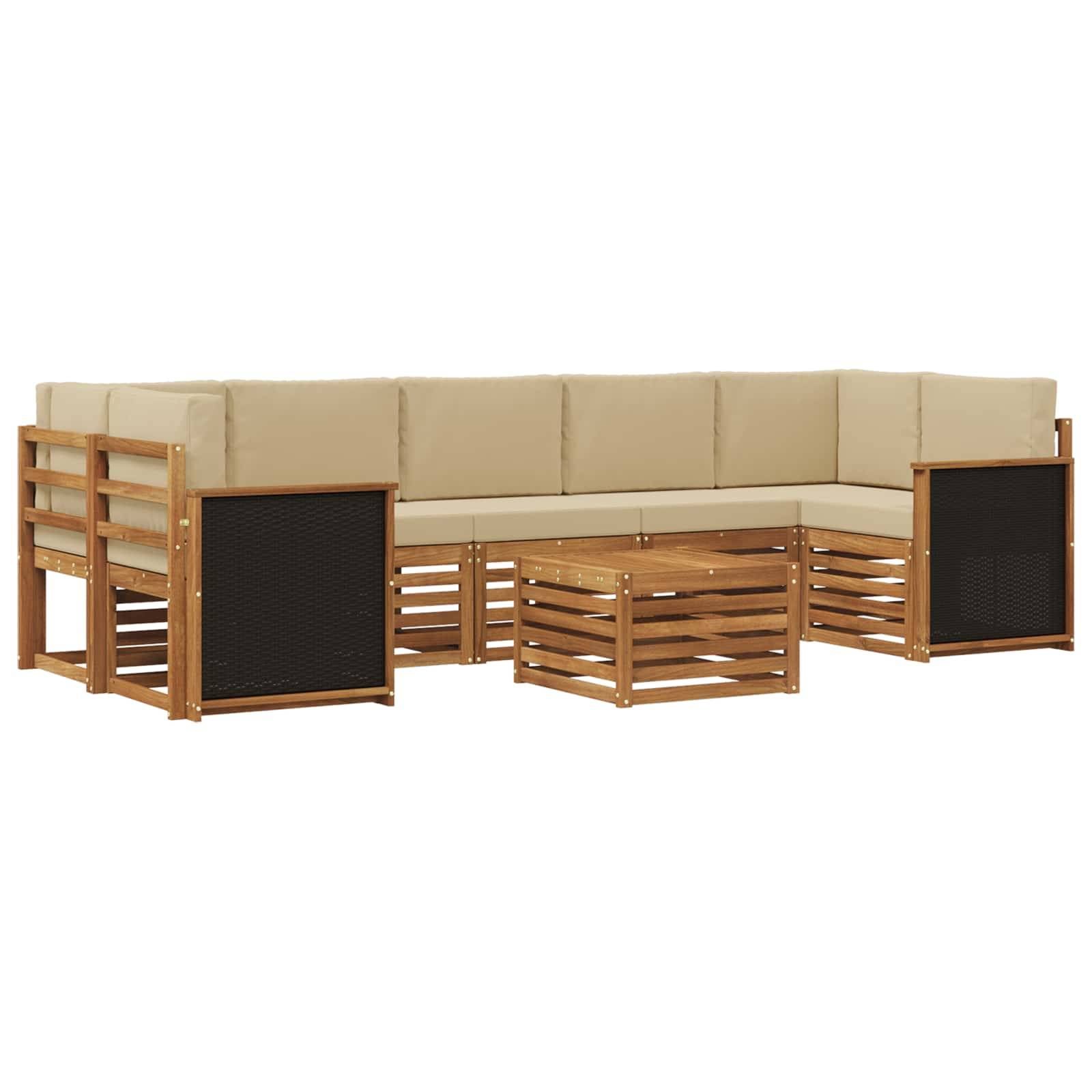 vidaXL Outdoor-Sofagarnitur 8 pcs Natur und Beige Massivholz Akazie
