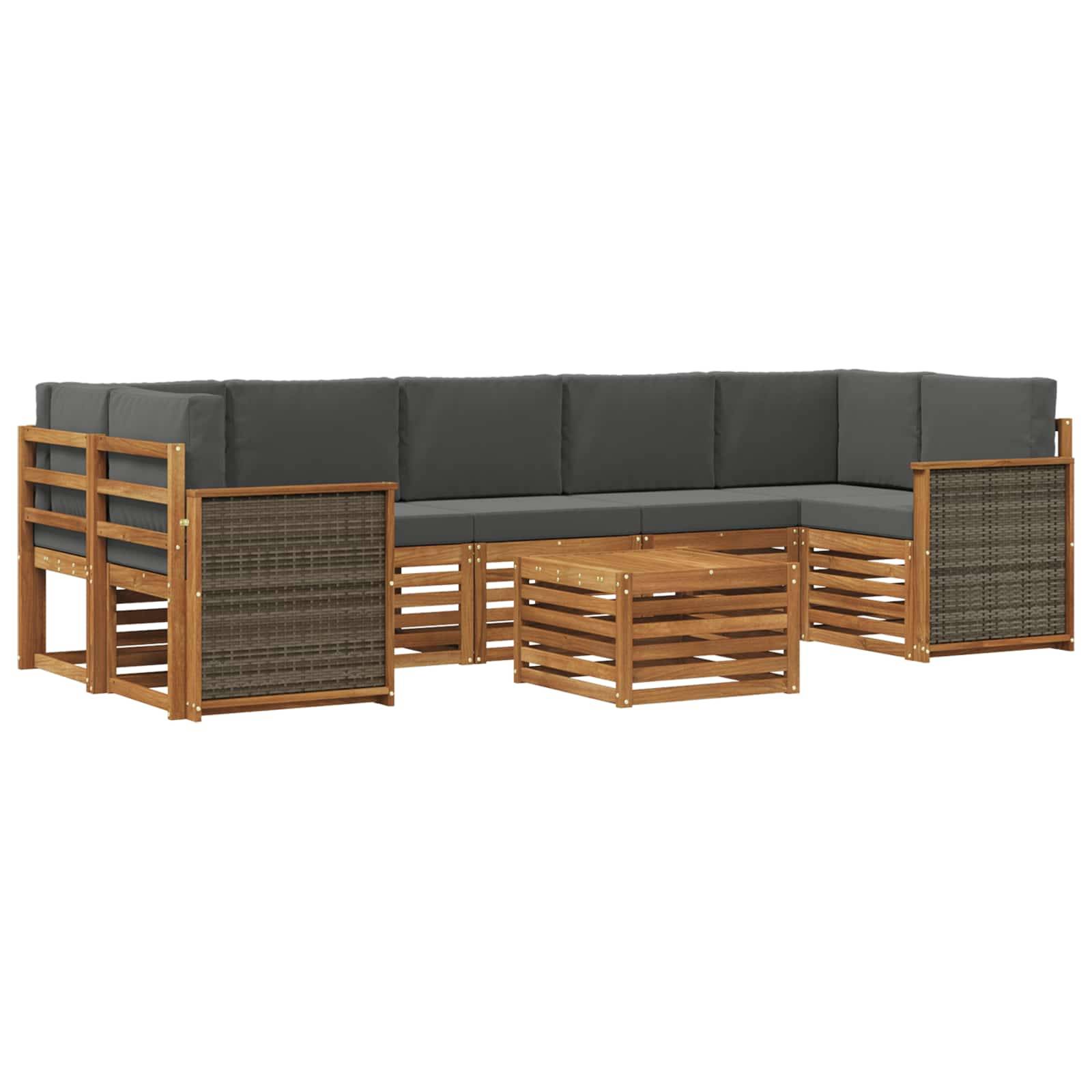 vidaXL Outdoor-Sofagarnitur mit Kissen 8 pcs Natur und Anthrazit