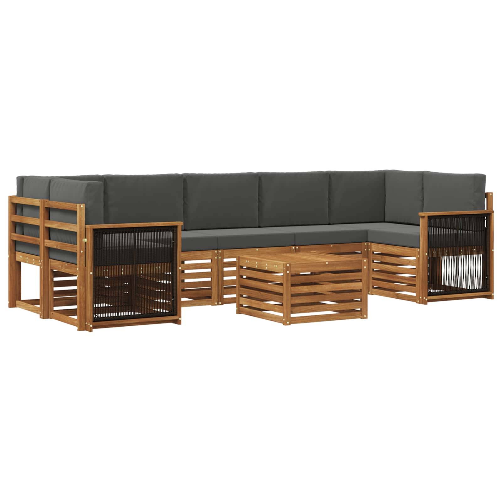 vidaXL Outdoor-Sofagarnitur mit Kissen 8 pcs Natur und Anthrazit