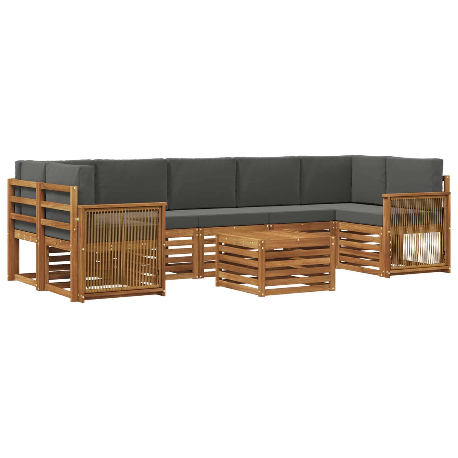 vidaXL Outdoor-Sofagarnitur mit Kissen 8 pcs Natur und Anthrazit