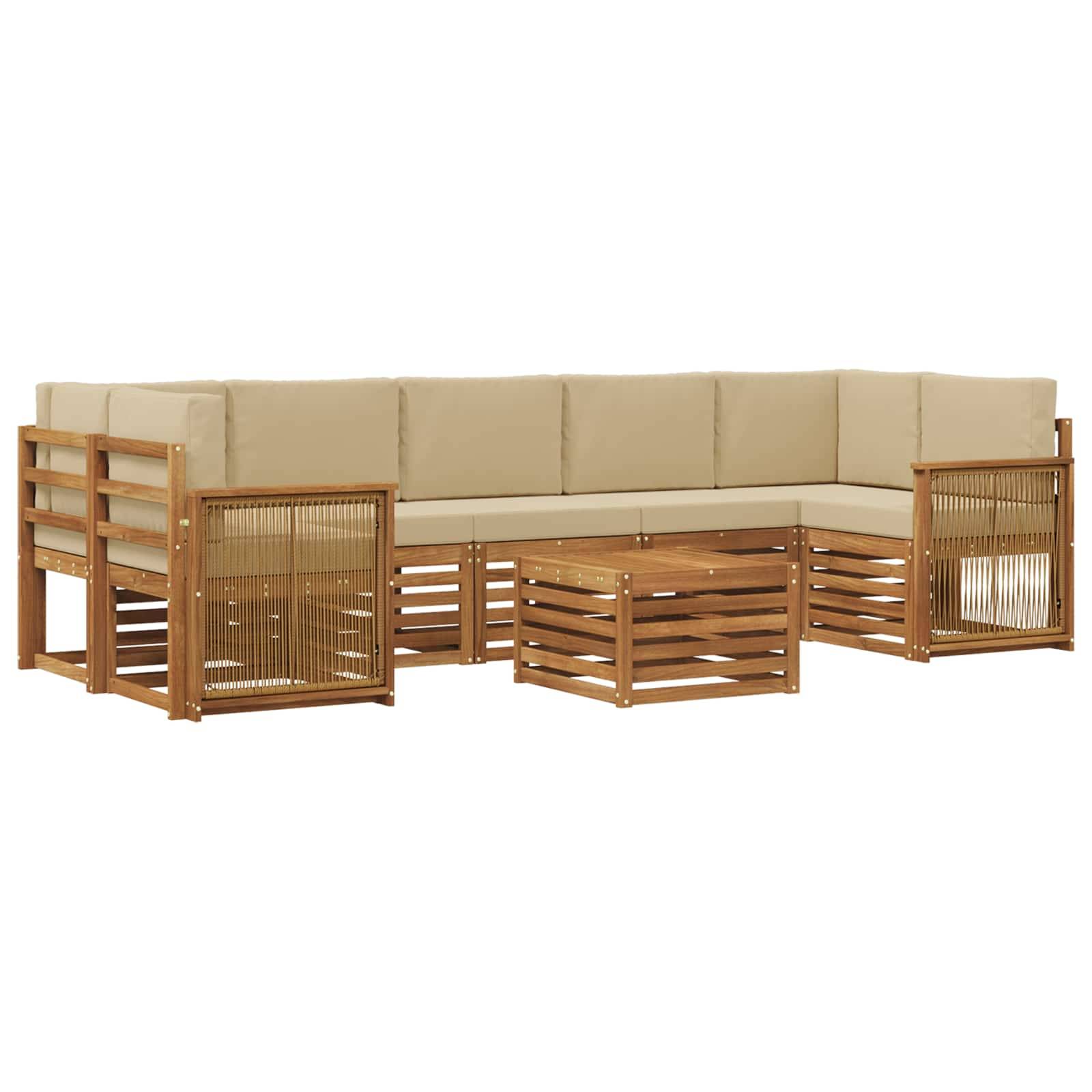 vidaXL Outdoor-Sofagarnitur 8 pcs Natur und Beige Massivholz Akazie