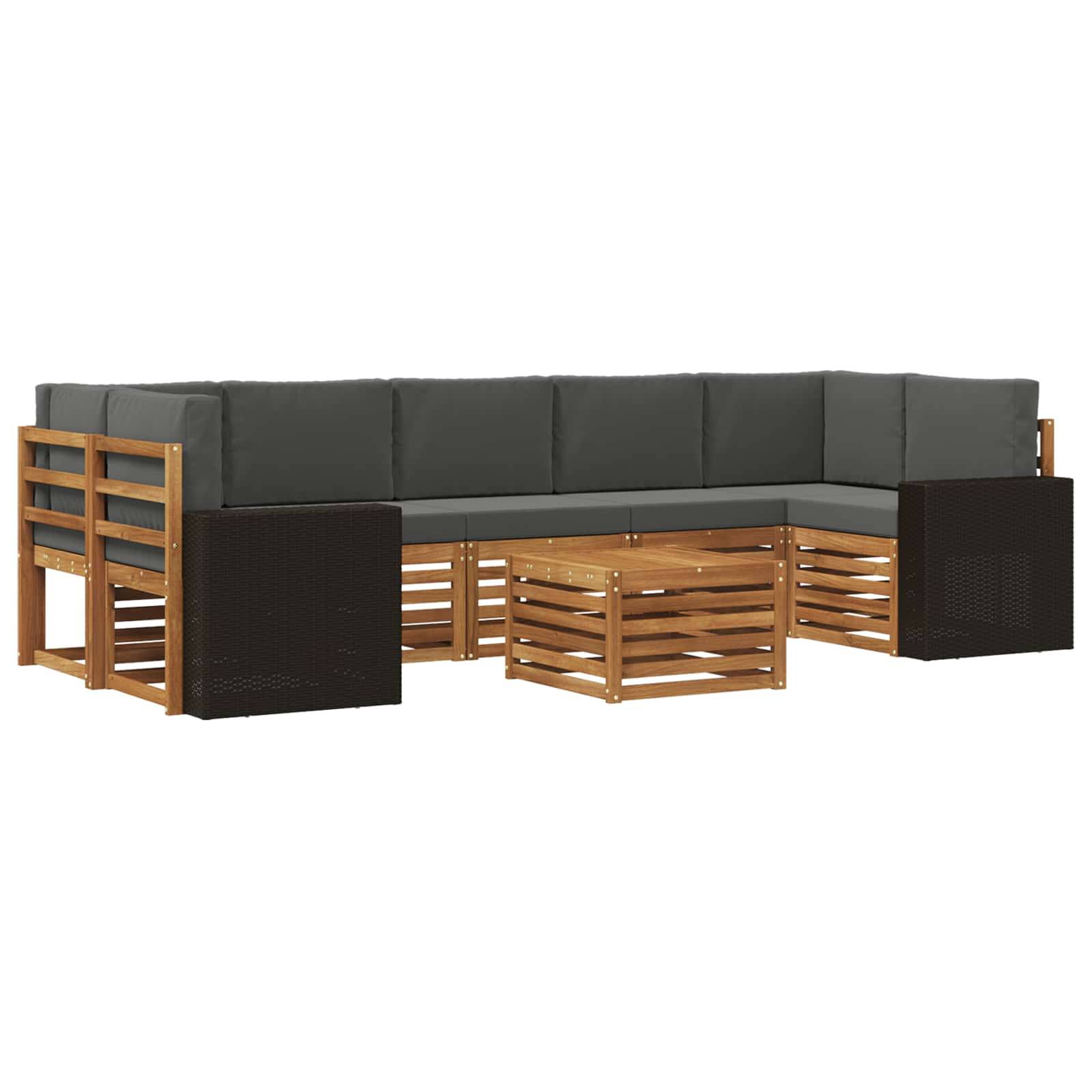 vidaXL Outdoor-Sofagarnitur mit Kissen 8 pcs Natur und Anthrazit