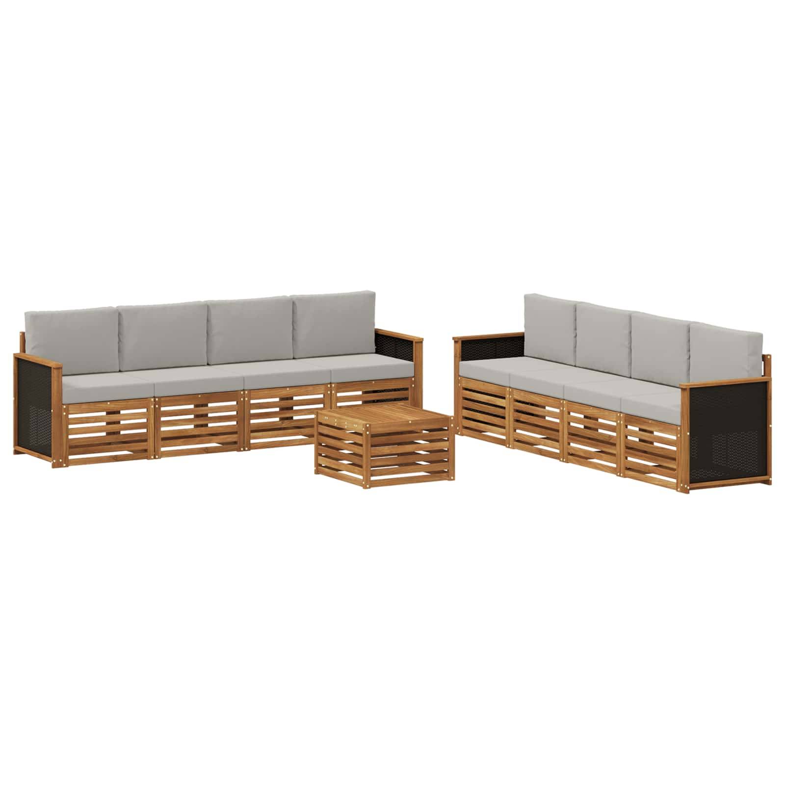 vidaXL Sofagarnituren mit Kissen 9 pcs Massivholz Akazie