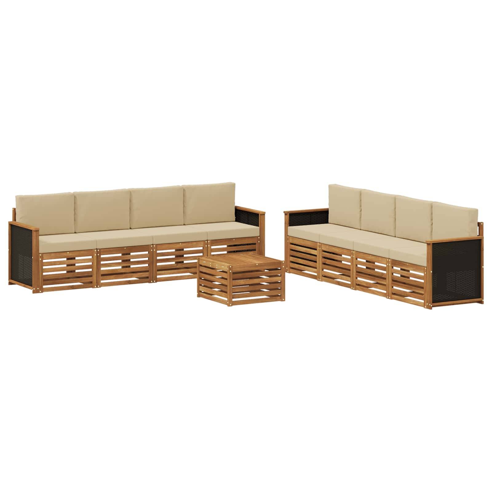 vidaXL Sofagarnituren mit Kissen 9 pcs Massivholz Akazie
