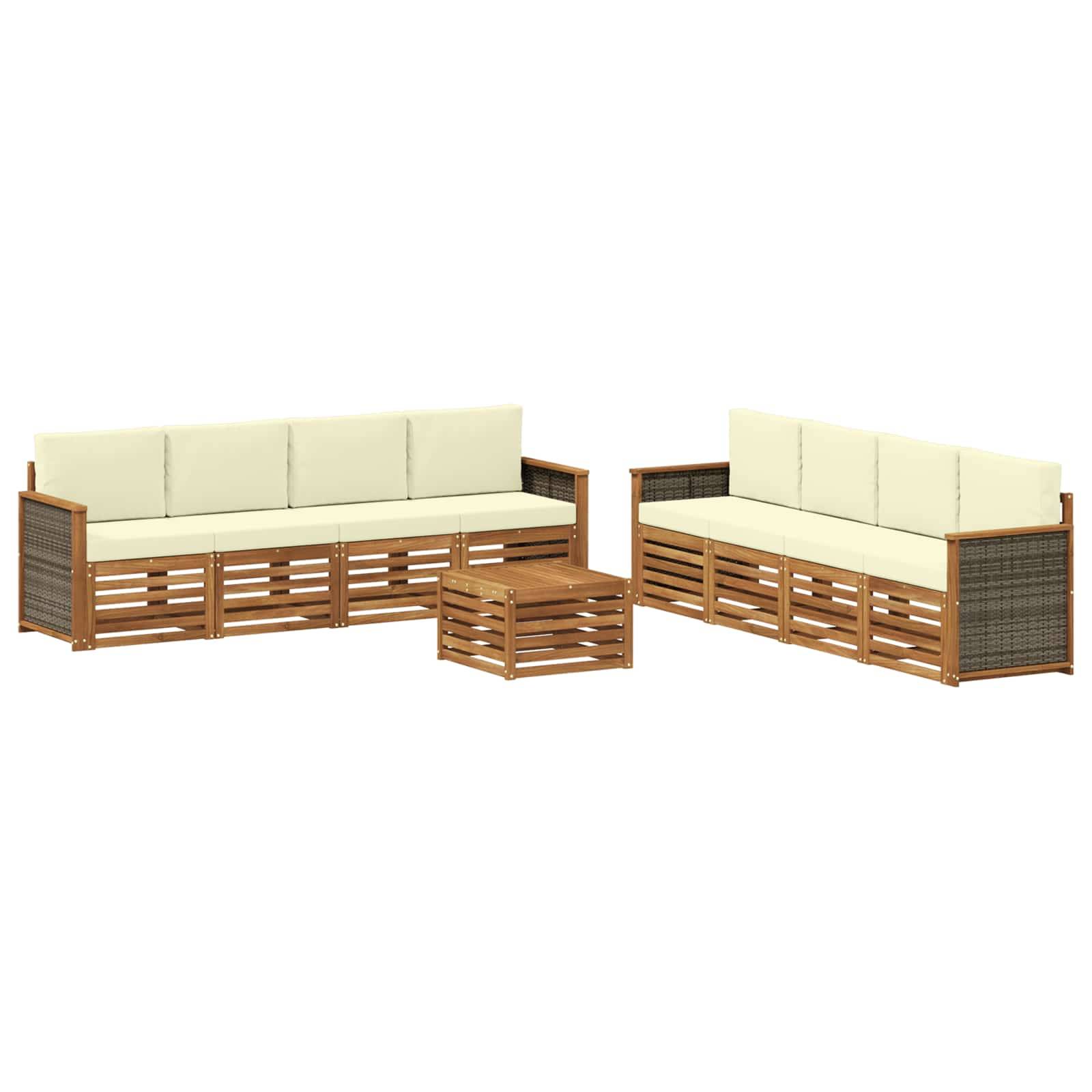 vidaXL Sofagarnituren mit Kissen 9 pcs Massivholz Akazie
