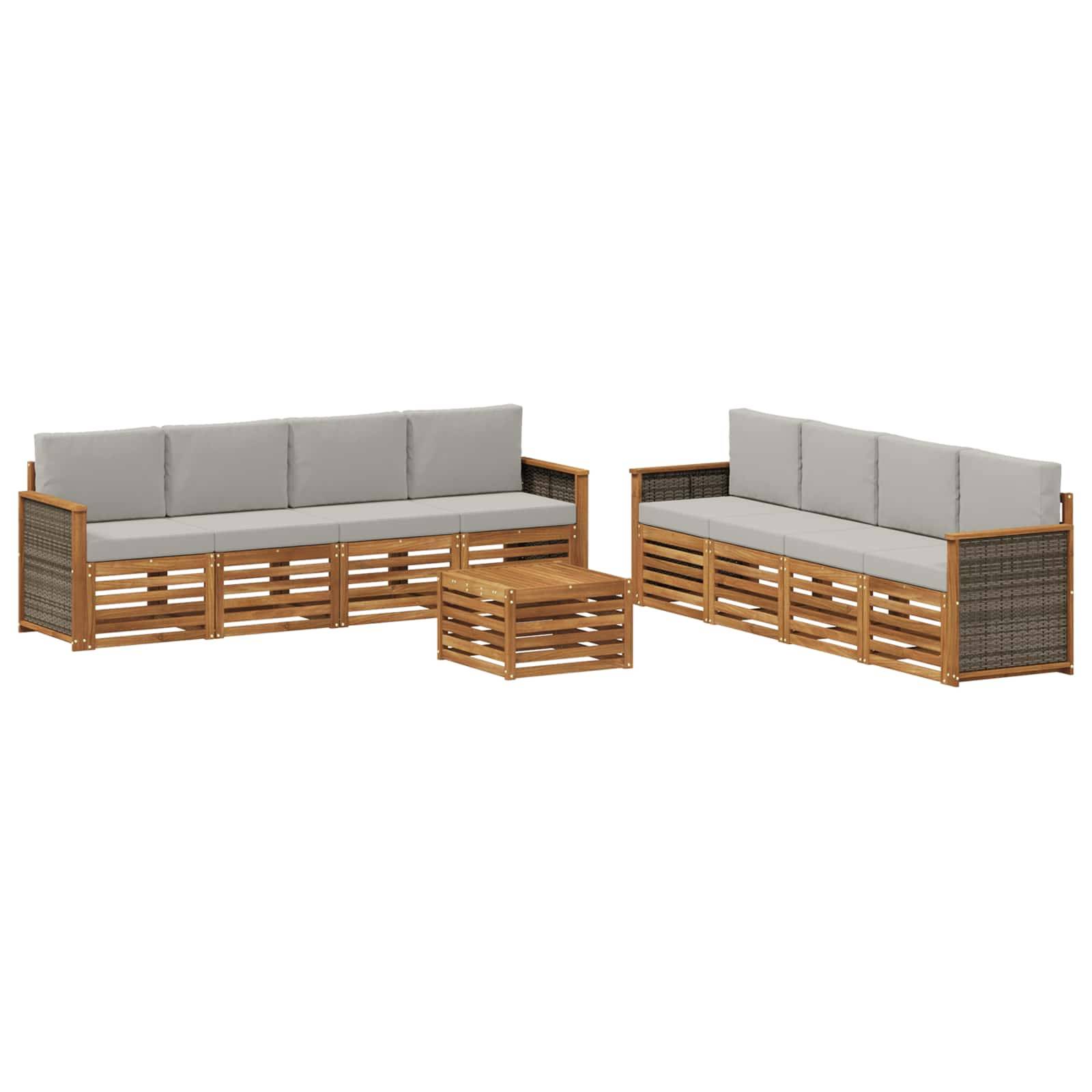 vidaXL Sofagarnituren mit Kissen 9 pcs Massivholz Akazie