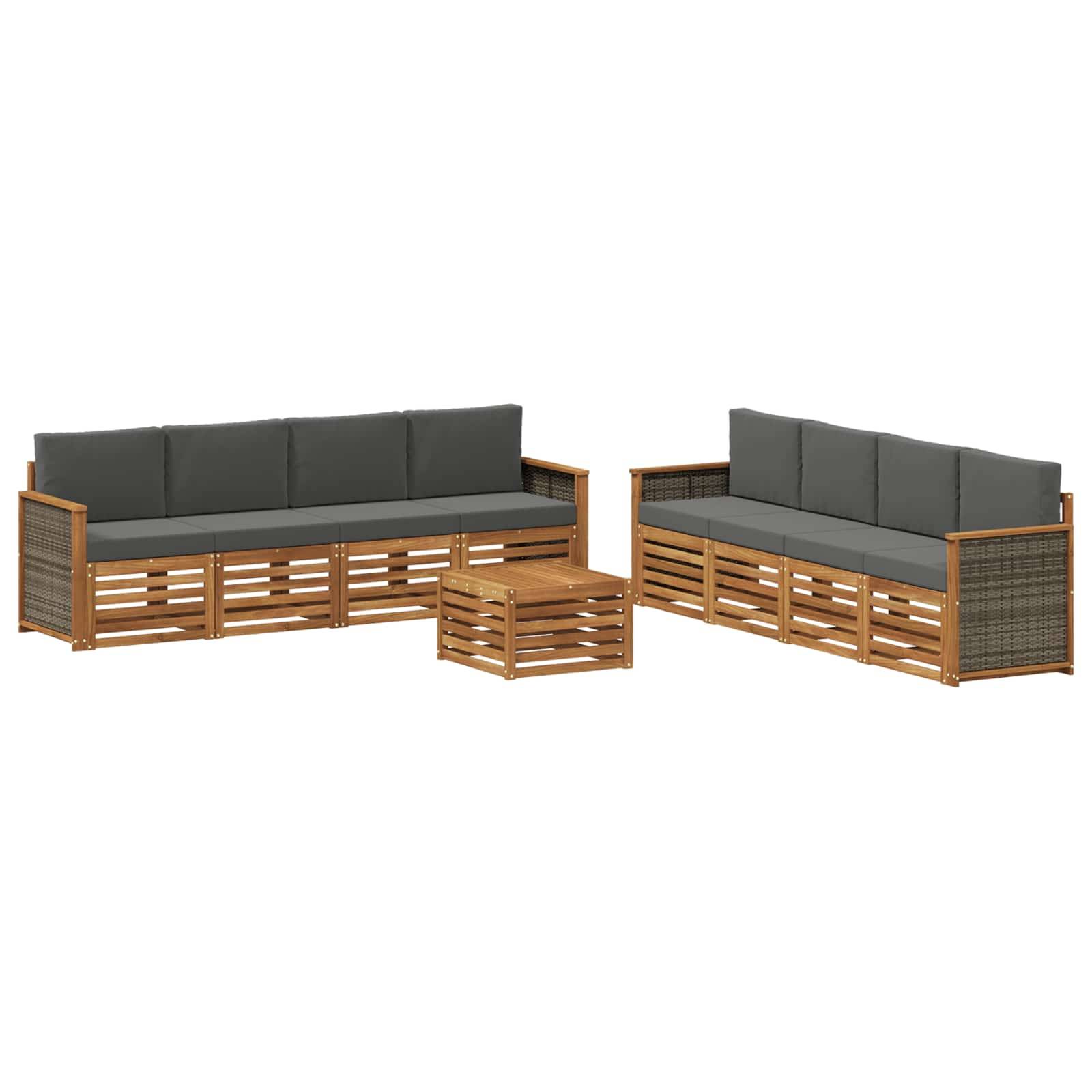 vidaXL Sofagarnituren mit Kissen 9 pcs Massivholz Akazie