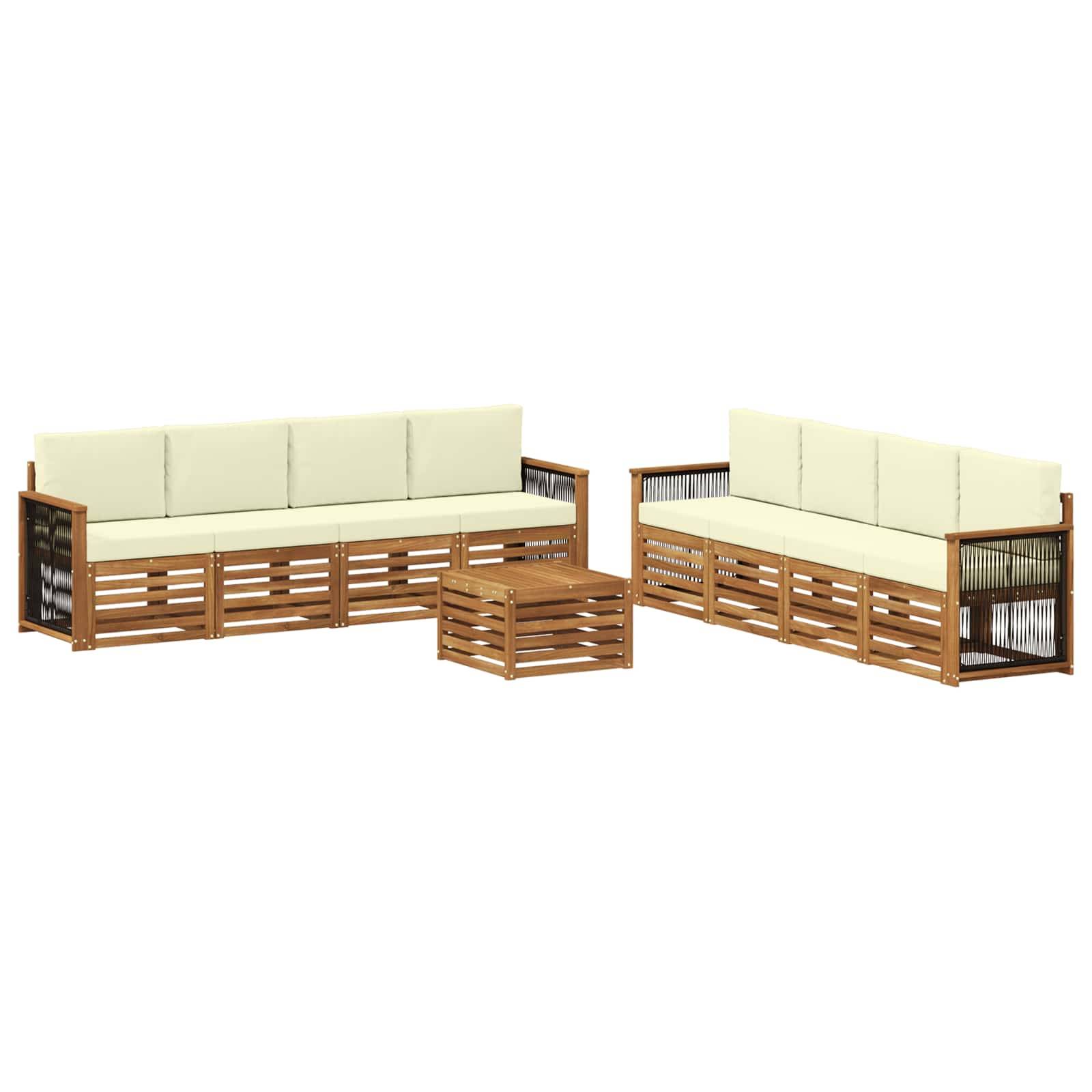 vidaXL Sofagarnituren mit Kissen 9 pcs Massivholz Akazie