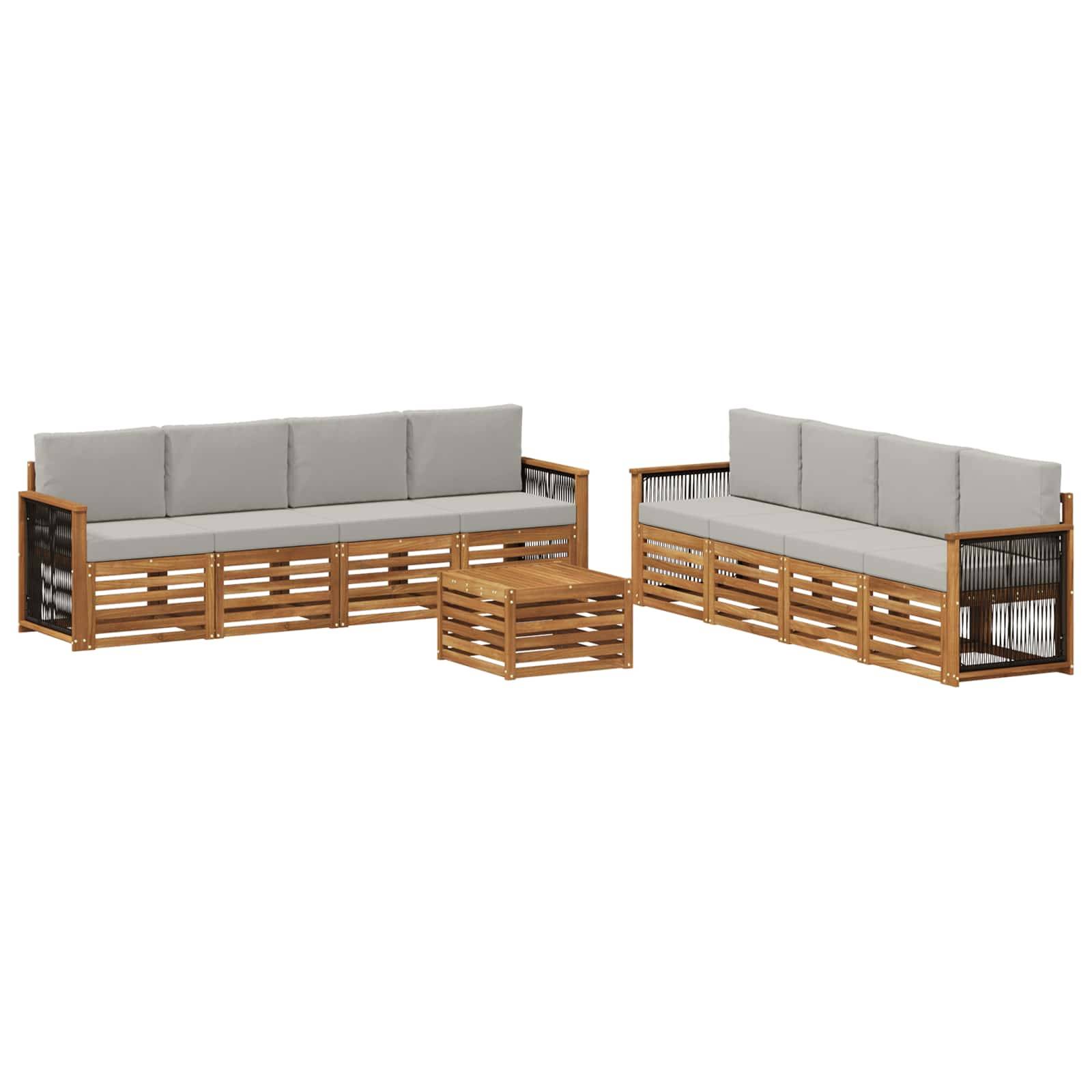 vidaXL Sofagarnituren mit Kissen 9 pcs Massivholz Akazie