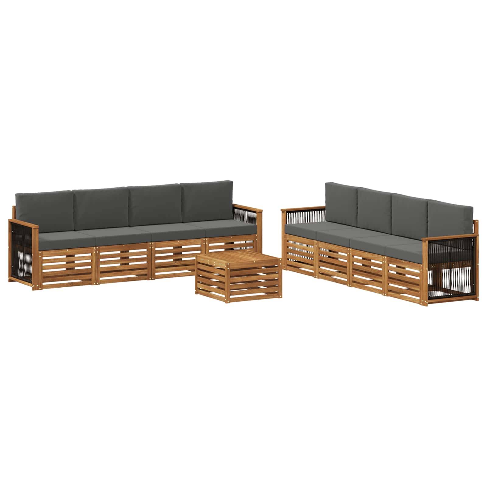 vidaXL Sofagarnituren mit Kissen 9 pcs Massivholz Akazie