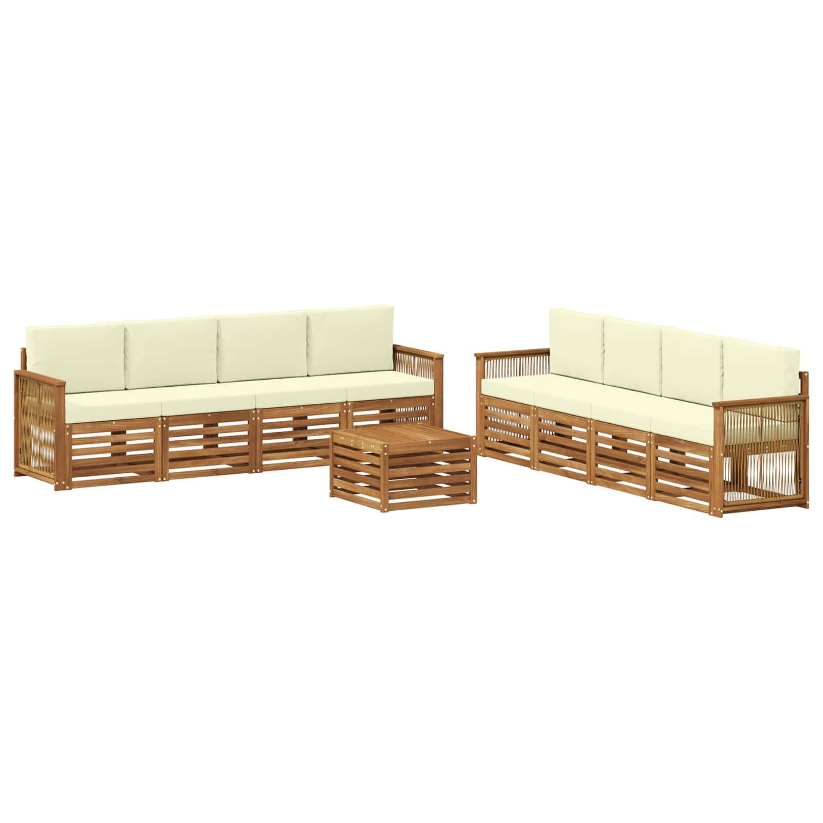 vidaXL Sofagarnituren mit Kissen 9 pcs Massivholz Akazie