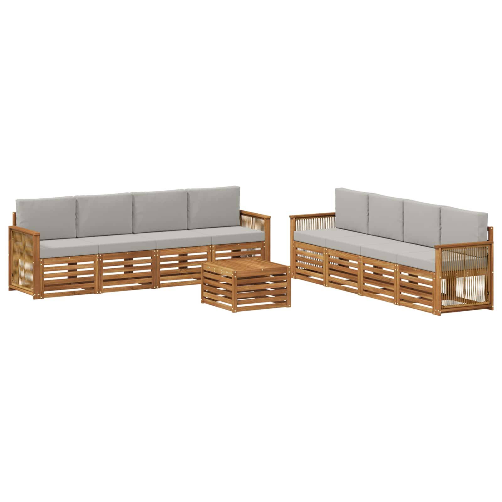 vidaXL Sofagarnituren mit Kissen 9 pcs Massivholz Akazie