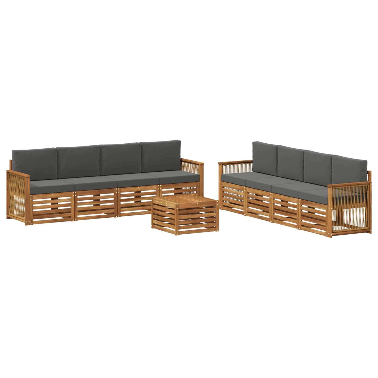 vidaXL Sofagarnituren mit Kissen 9 pcs Massivholz Akazie