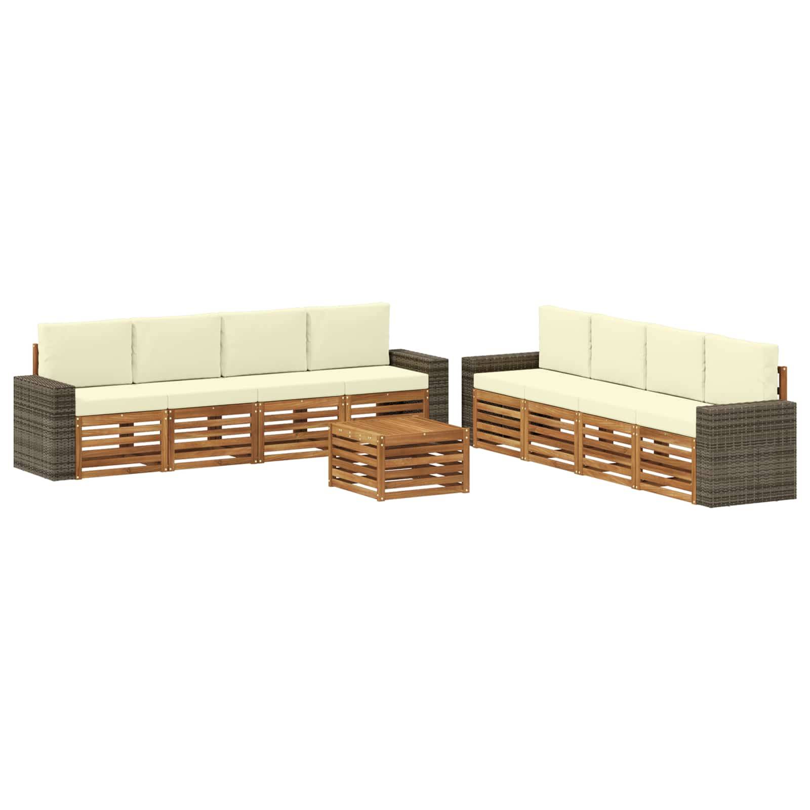 vidaXL Sofagarnituren mit Kissen 9 pcs Massivholz Akazie