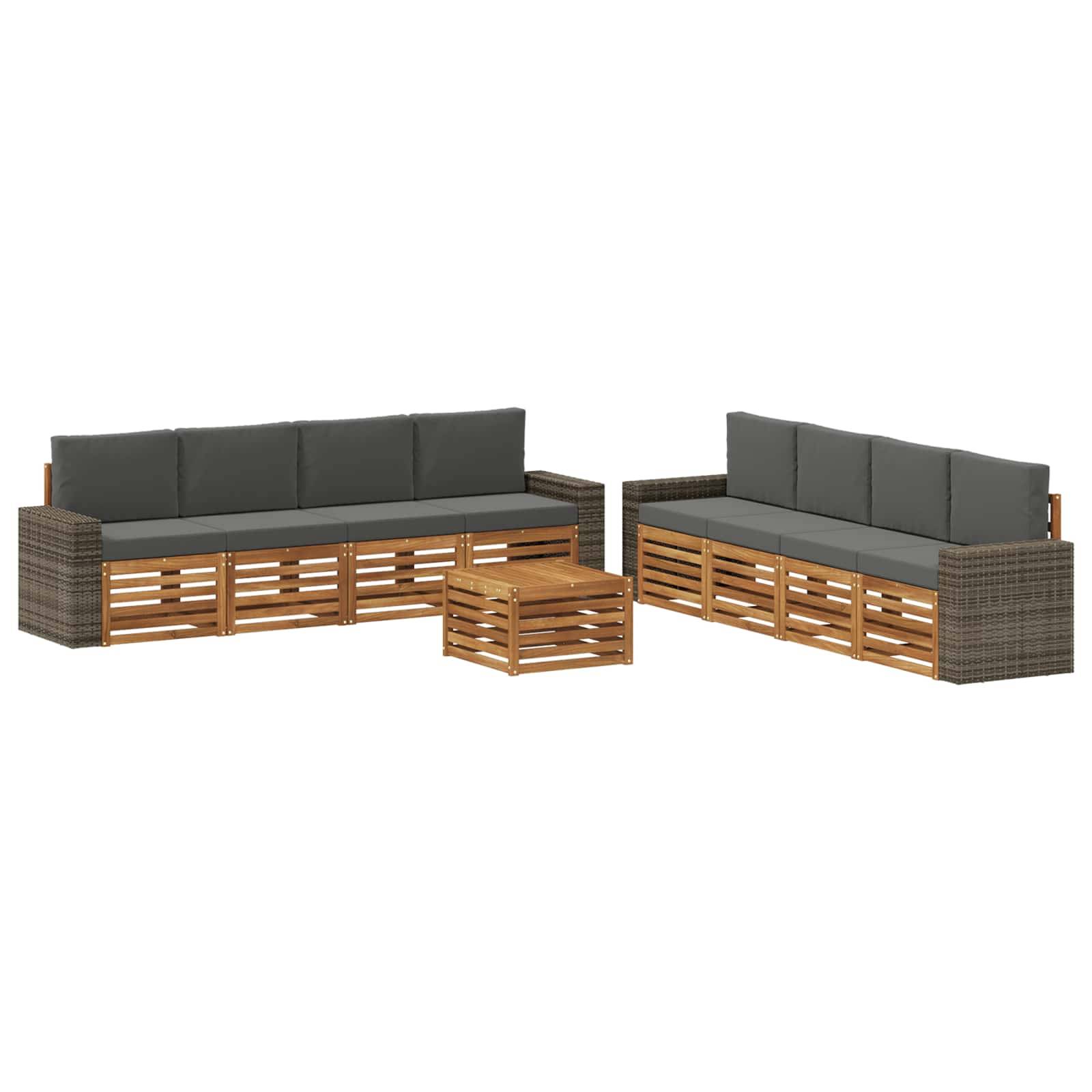 vidaXL Sofagarnituren mit Kissen 9 pcs Massivholz Akazie