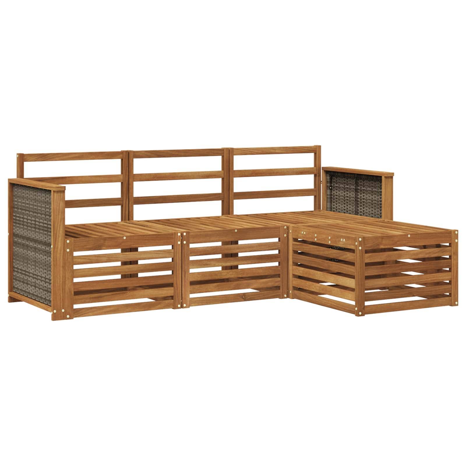 vidaXL Outdoor-Sofagarnitur 4 pcs Natur