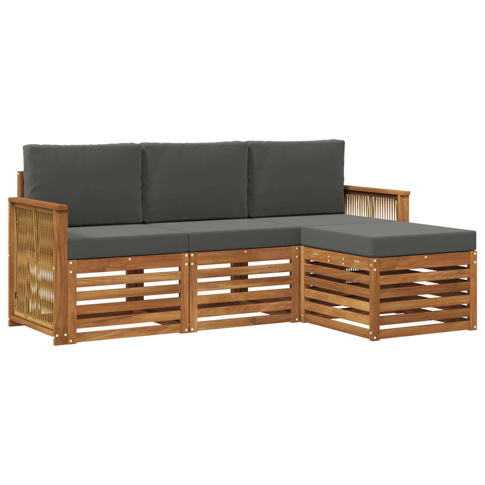 vidaXL Outdoor-Sofagarnitur mit Kissen 4 pcs Natur und Anthrazit