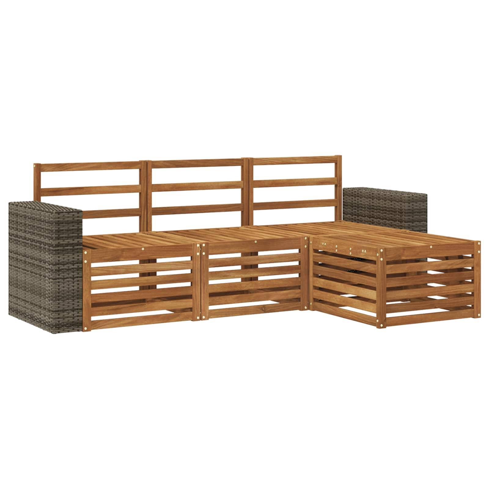 vidaXL Outdoor-Sofagarnitur 4 pcs Natur