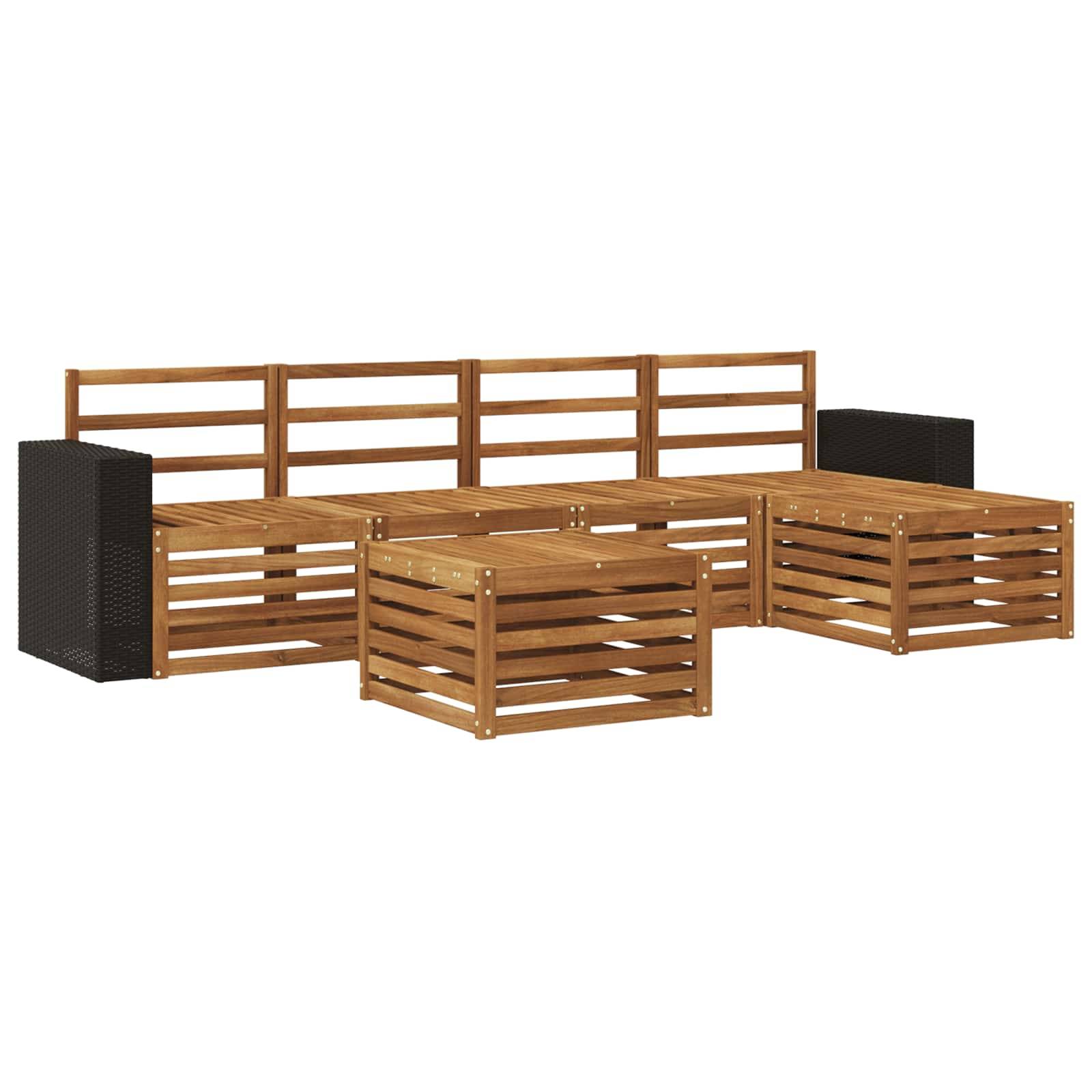 vidaXL Outdoor-Sofagarnitur 6 pcs Natur