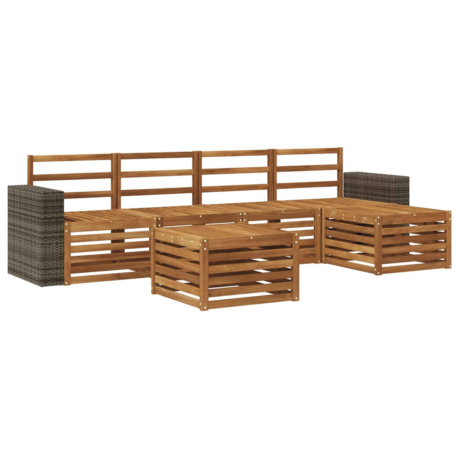 vidaXL Outdoor-Sofagarnitur 6 pcs Natur