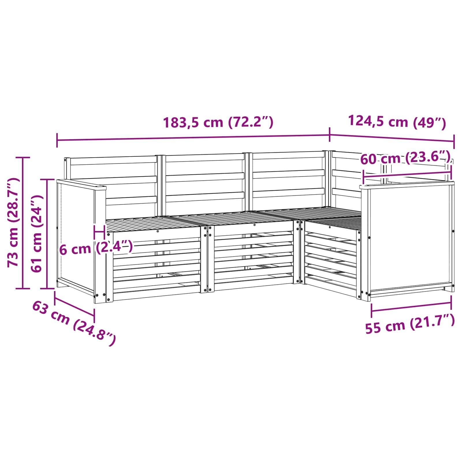 vidaXL Sofagarnituren 4 pcs Massivholz Akazie