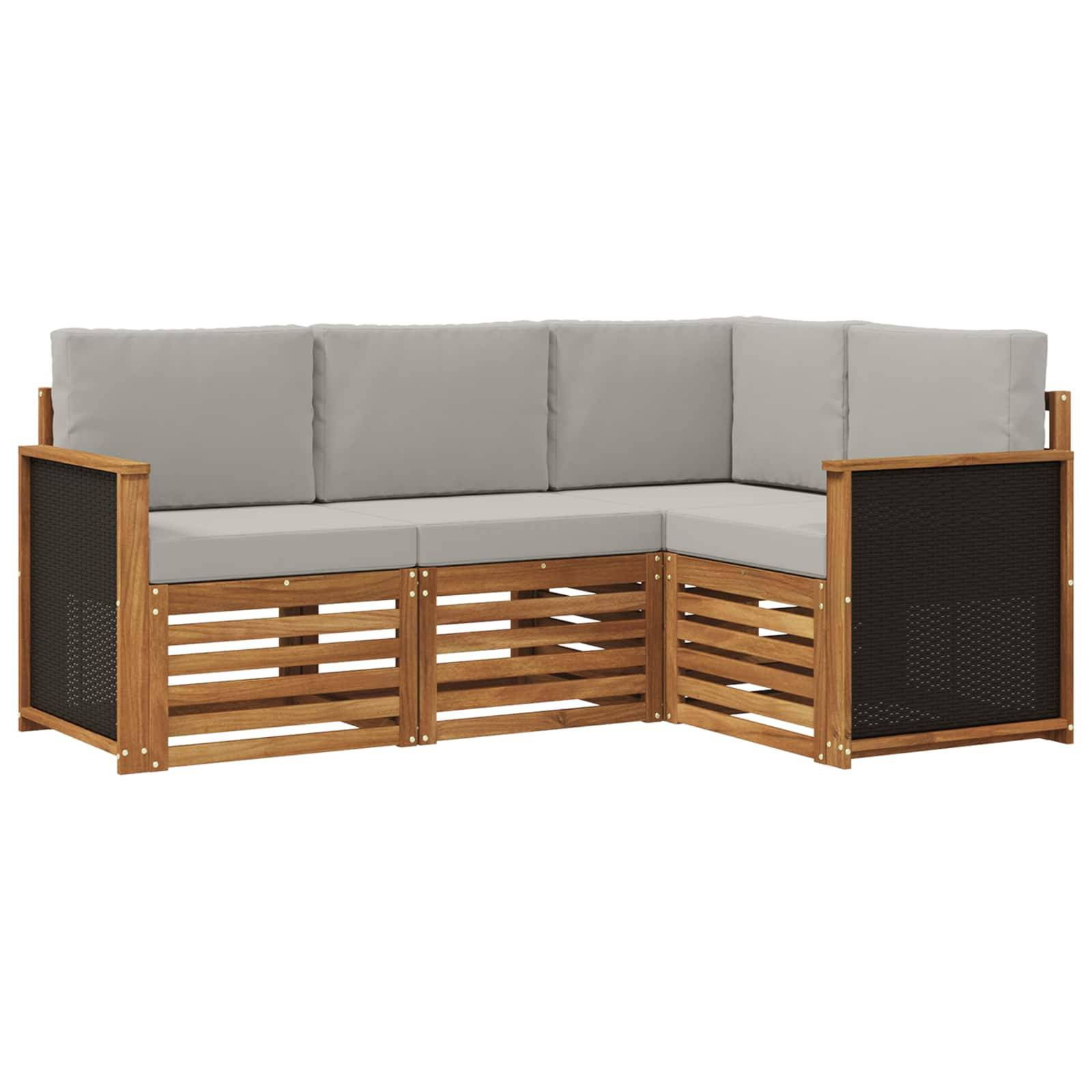 vidaXL Sofagarnituren mit Kissen 4 pcs Massivholz Akazie