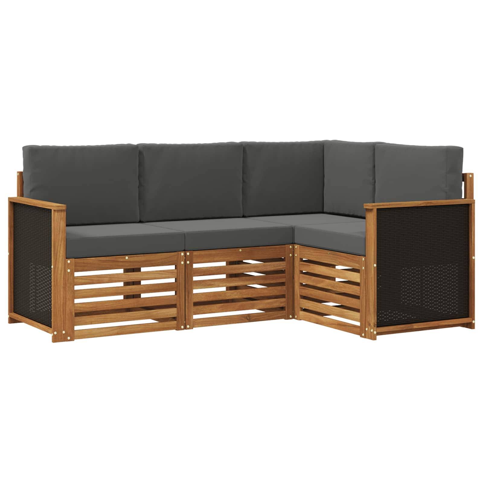 vidaXL Sofagarnituren mit Kissen 4 pcs Massivholz Akazie