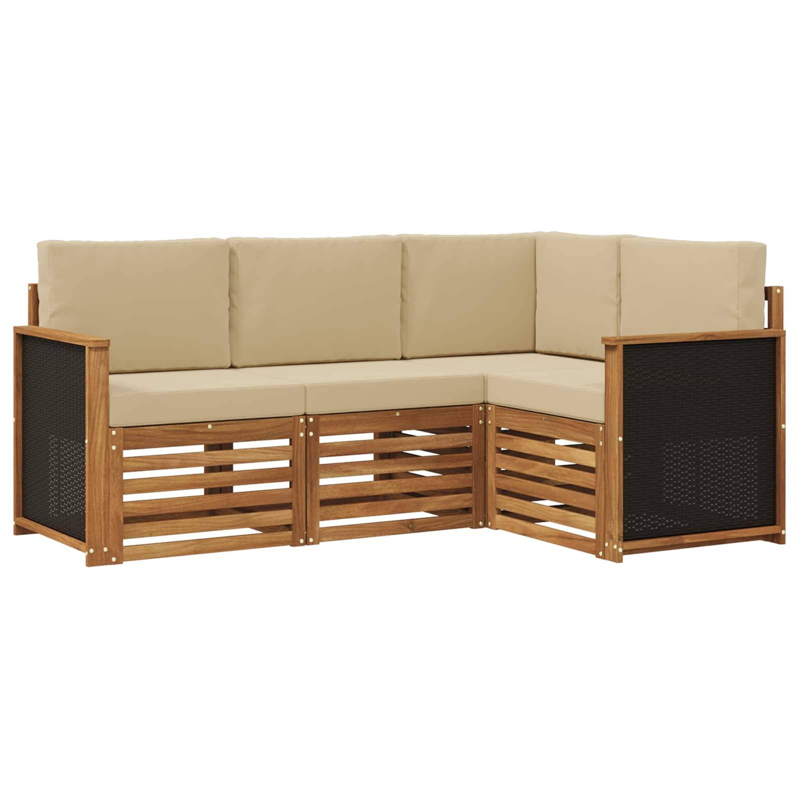 vidaXL Sofagarnituren mit Kissen 4 pcs Massivholz Akazie